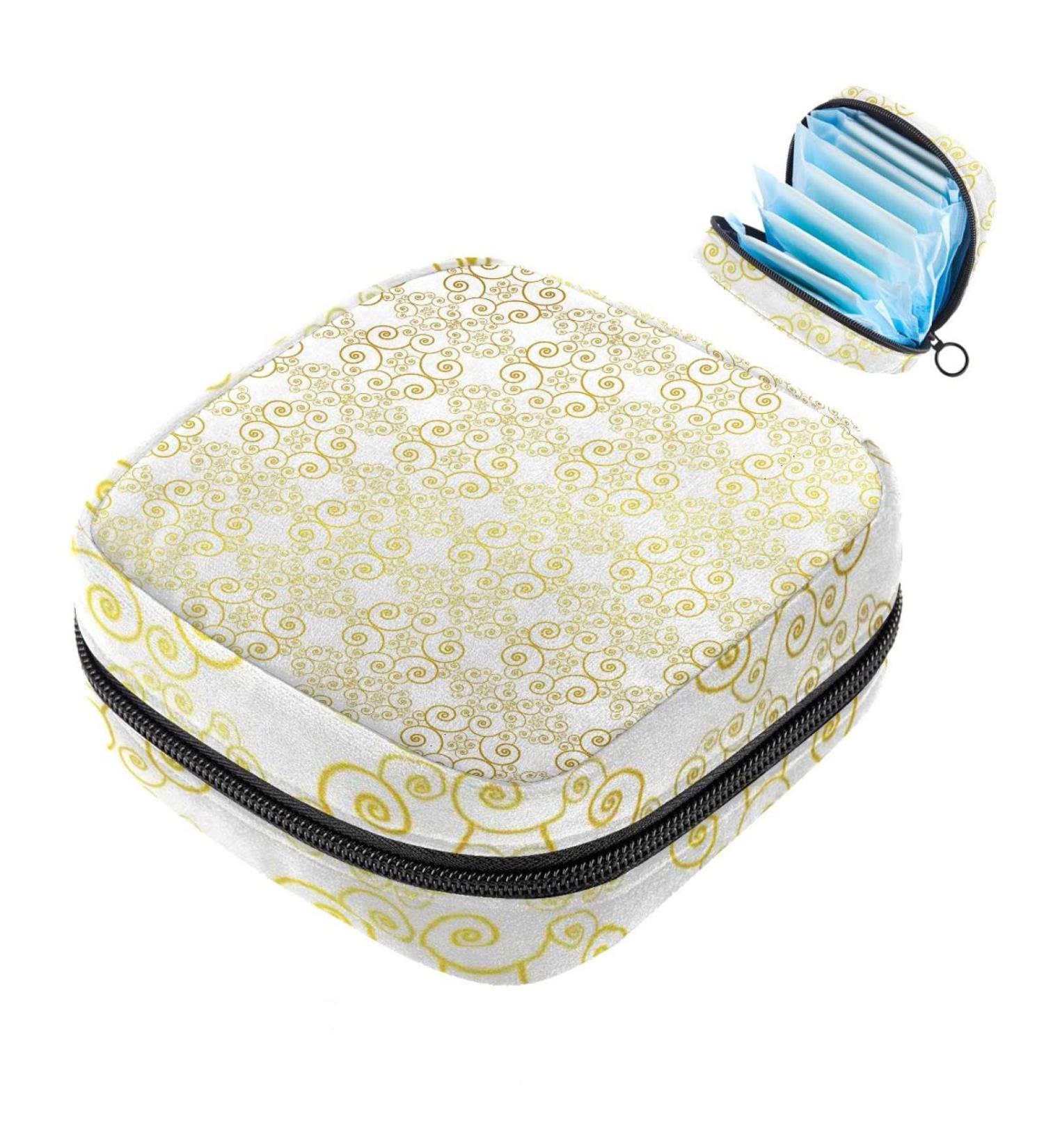 MUOOUM Abstract Golden Pattern Sanitary Napkin Storage Bag - Portable Period Pouch for Women, Teen Girls, Menstrual Cup, Nursing Pad - Multi-Colored 3 Pack - Buy Online on GoSupps.com