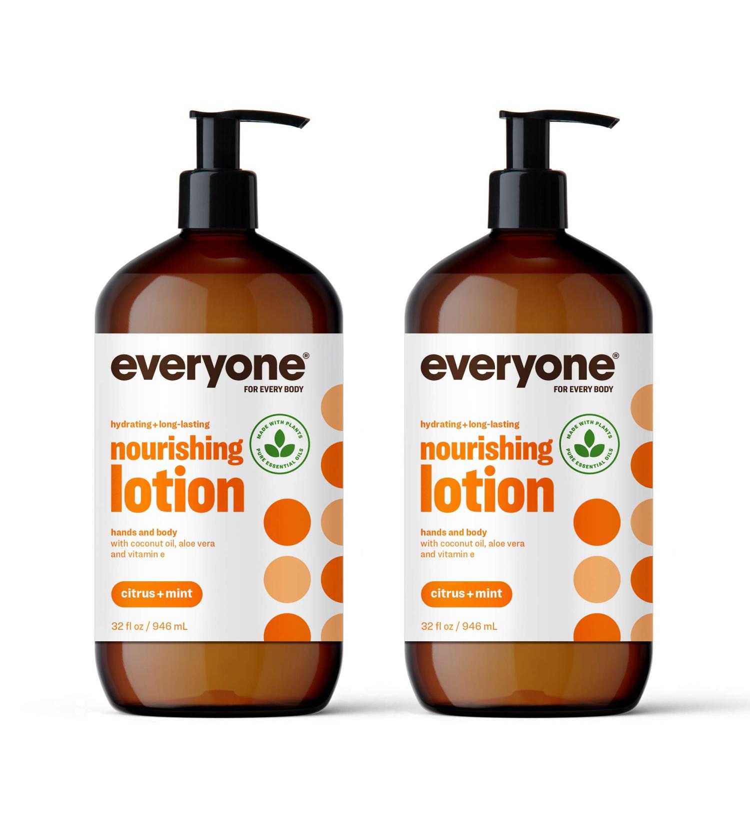 Nourishing 32oz Hand & Body Lotion (Pack of 2) - Citrus & Mint Plant-Based Formula with Essential Oils, Coconut Oil, Aloe Vera, Vitamin E - Buy Online on GoSupps.com