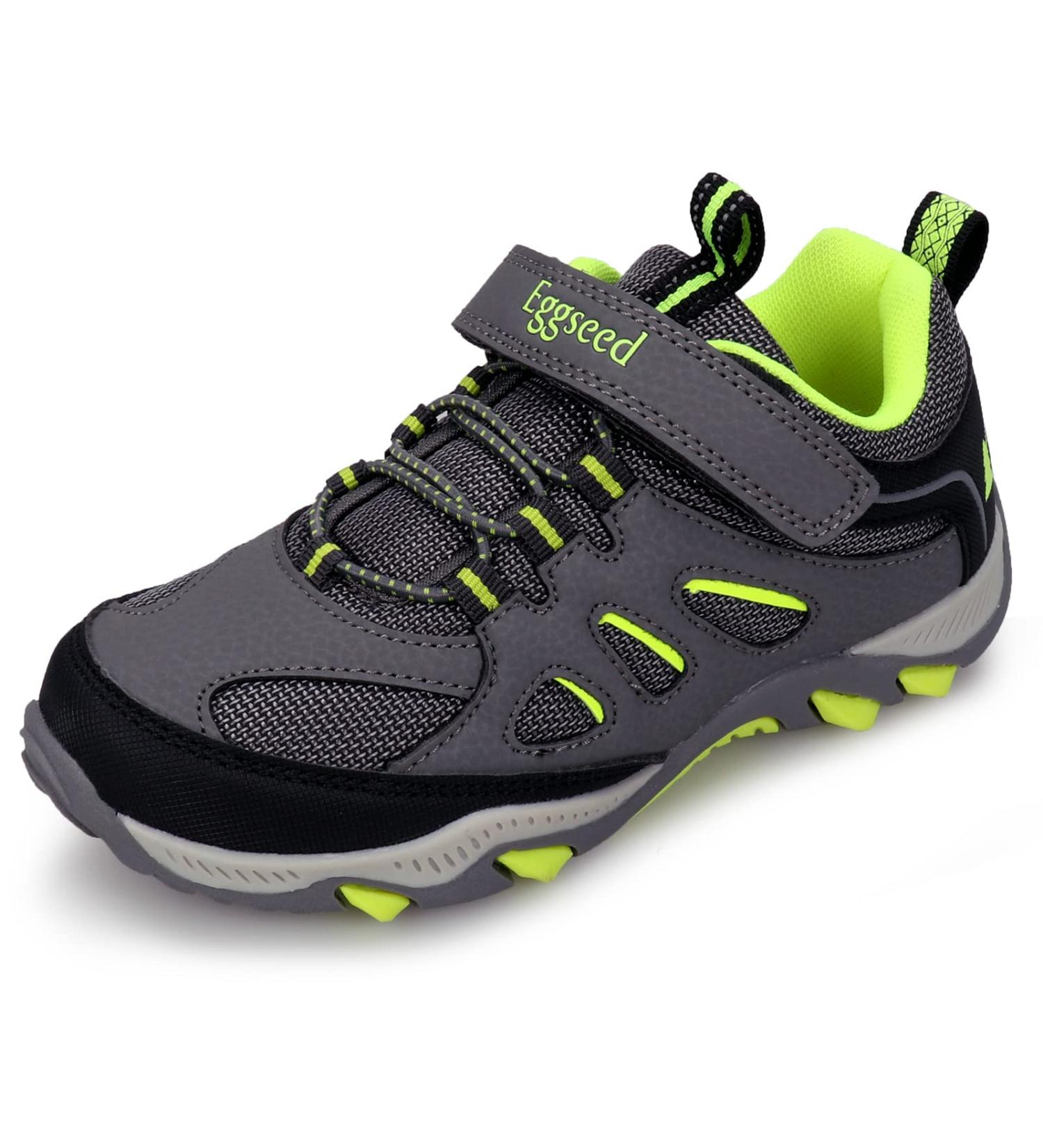 Eggseed Kids Trail Shoes - Water Repellent Sneakers for Boys, Grey/Green - Size 13 Little Kid - Buy Online on GoSupps.com
