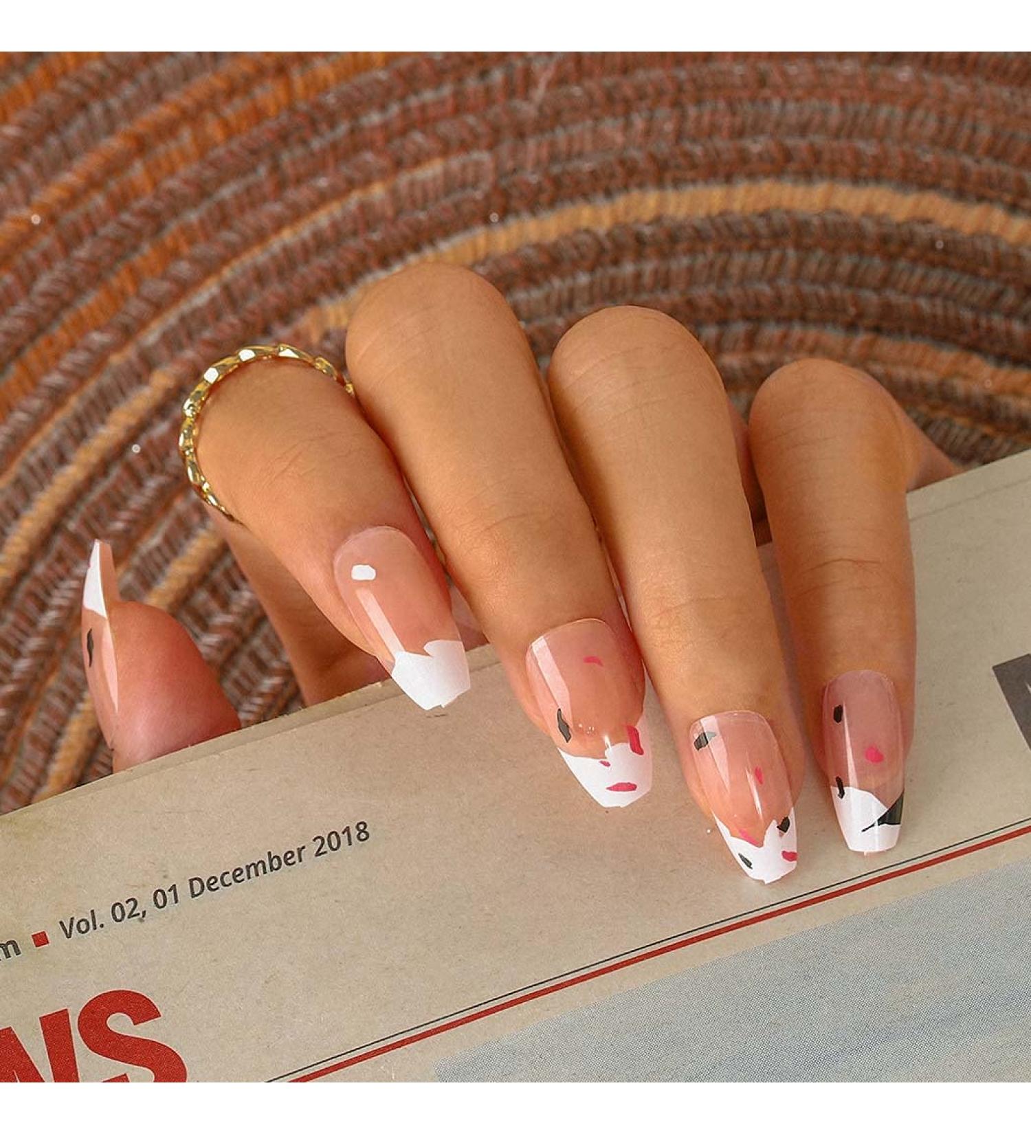 Buy Sethexy Pink Long Coffin False Nails - 24 St Ballerina Acrylic Nail Tips with Glue for Women & Girls - Buy Online on GoSupps.com