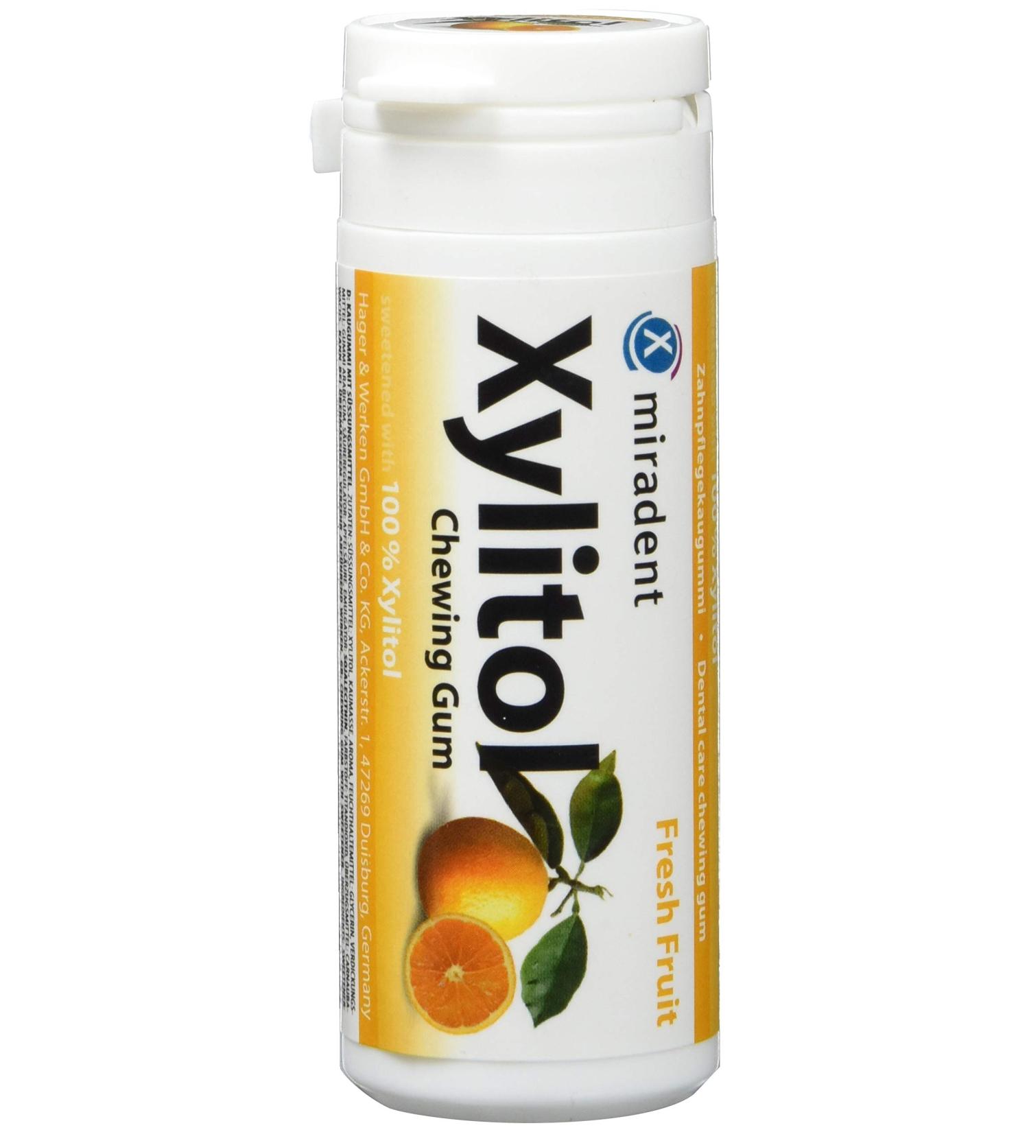 Miradent Xylitol Chewing Gum - Fresh Fruits 30 Pieces per Pack 4 Pack Bundle | Sugar-Free Dental Health - Buy Online on GoSupps.com