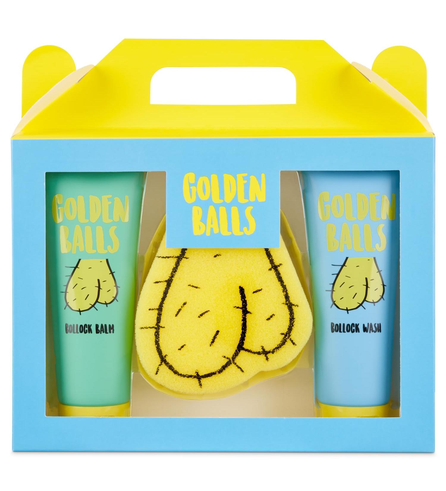 Golden Balls Balm & Sponge Set - Novelty Gift for Men - Intimate Care Essentials - Buy Online on GoSupps.com