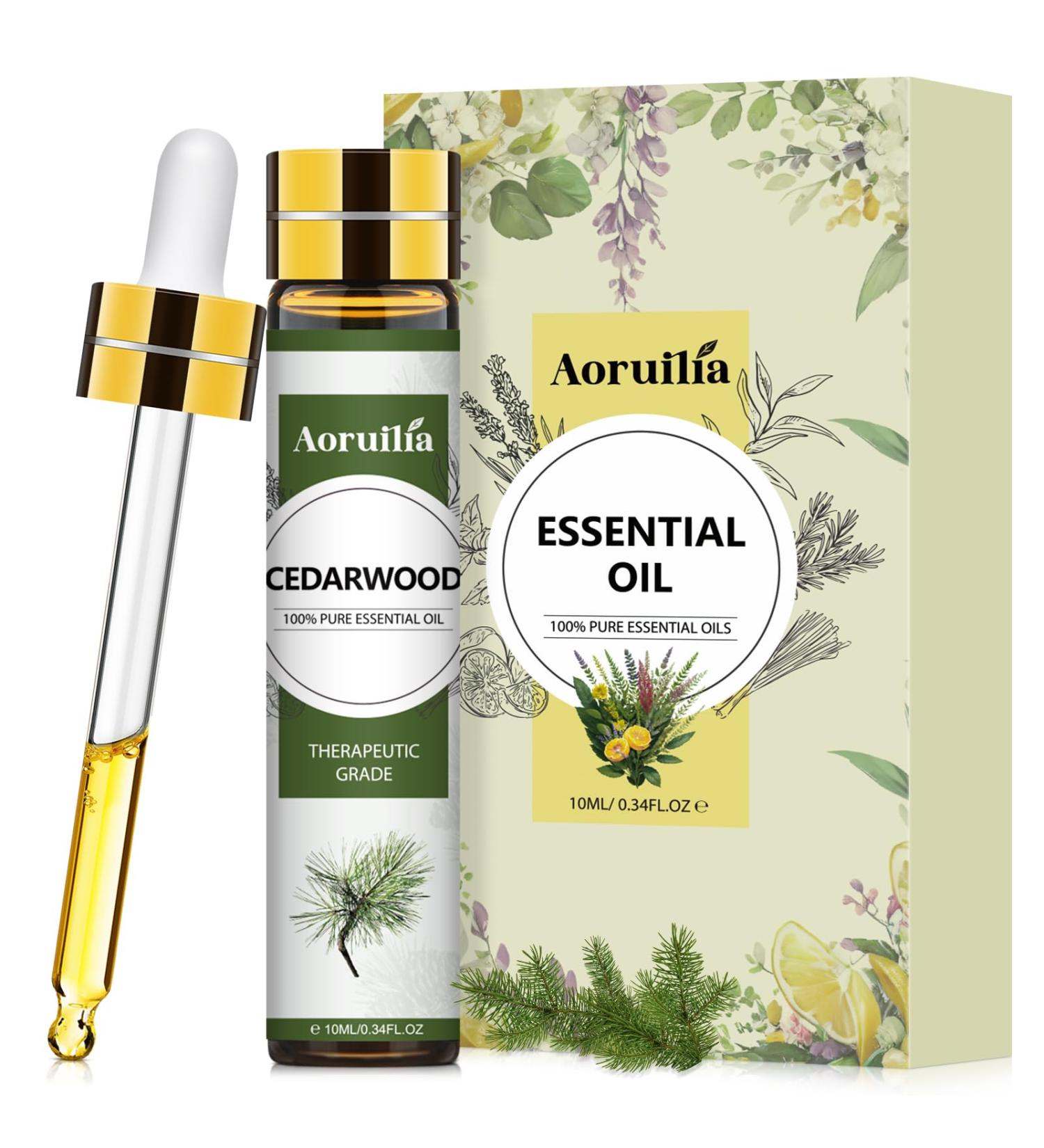 Aoruilia 10ml Cedarwood Essential Oil 100% Pure Natural Cedarwood Oil Essential Oils for Diffuser for Home Aromatherapy Bath Relax Soaps & Candles Making Cedarwood 10 ml (Pack of 1) - Buy Online on GoSupps.com