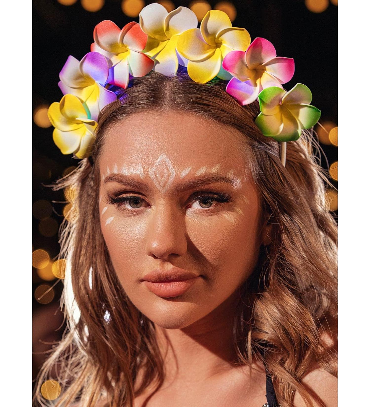 LED Hawaiian Flower Headband - Glowing Plumeria Hairband for Women and Girls - Buy Online on GoSupps.com