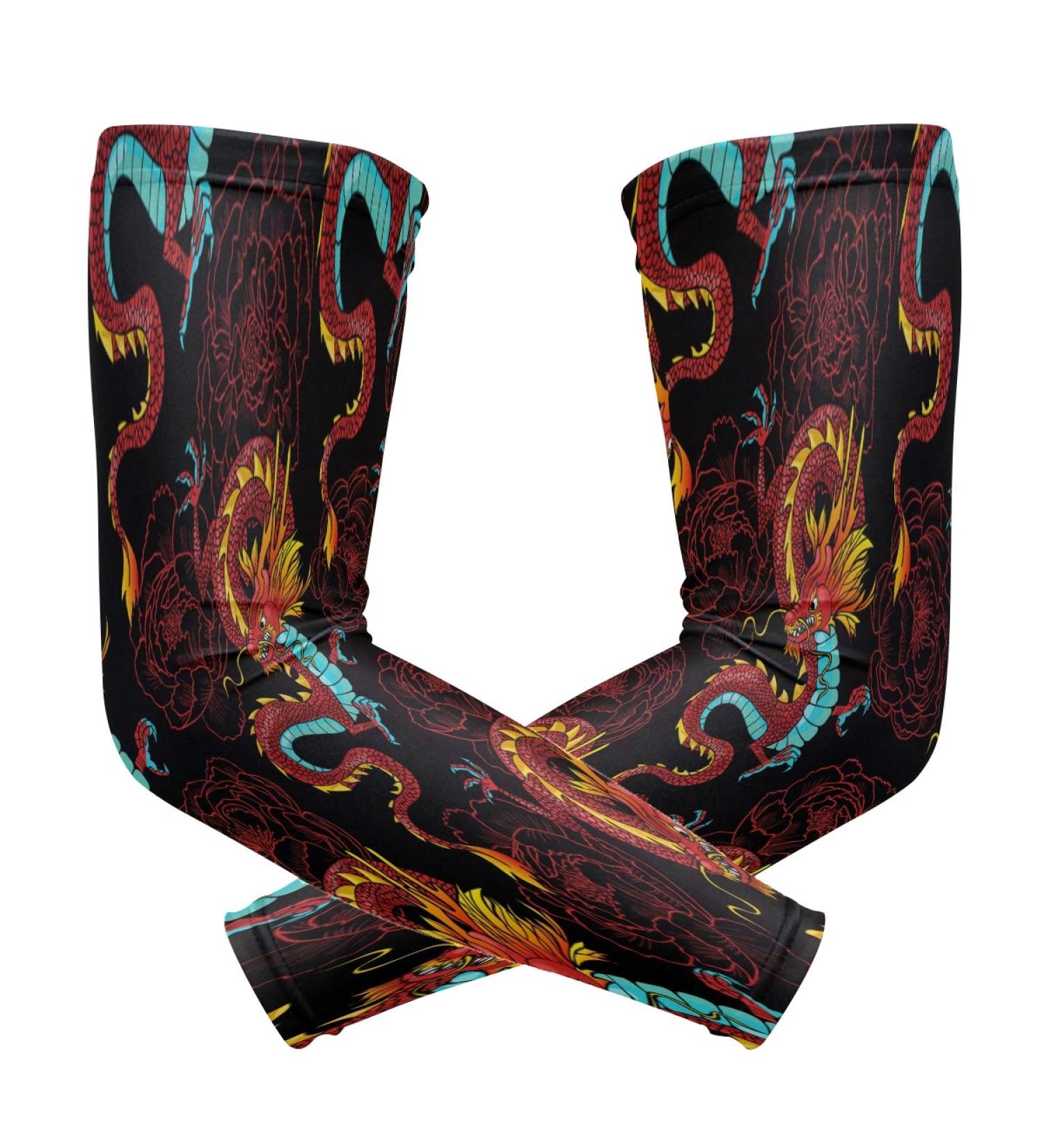 ZZKKO Ancient Dragon Cooling Arm Sleeves - UV Sun Protection for Men & Women | Perfect for Running Golf & Cycling - 1 Pair - Buy Online on GoSupps.com