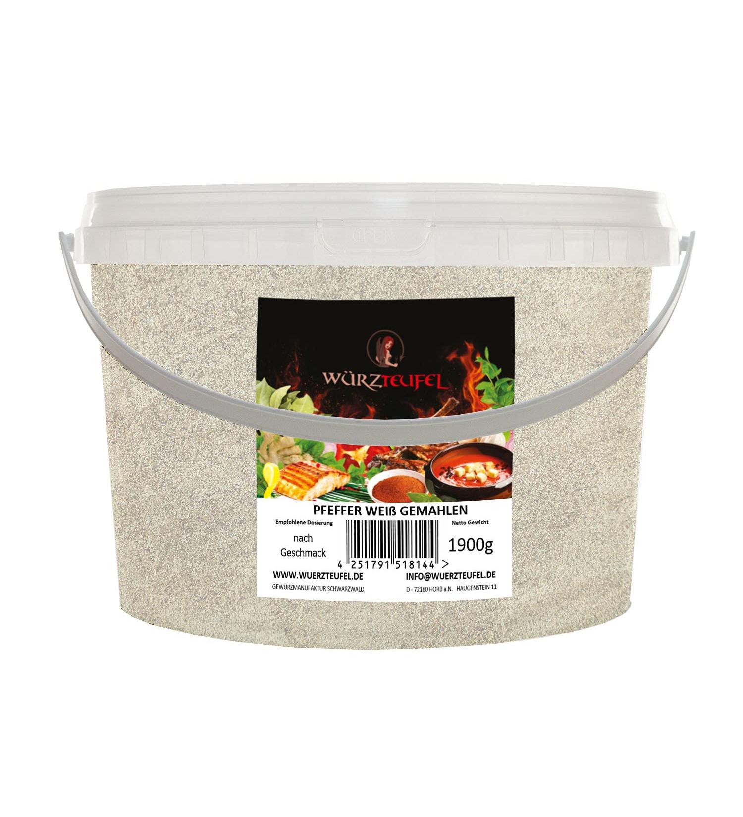Poivre blanc finement moulu faible germe Qualit sup rieure d'Indon sie Seau en poly thyl ne 1900 g (1 9 kg) - Buy Online on GoSupps.com