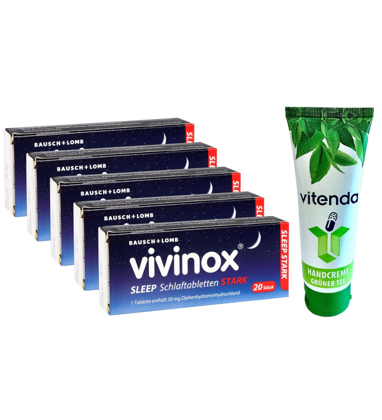 Buy VIVINOX Sleep Tablets (5x20) + Vitenda Hand Cream | Effective Sleep Aid for Insomnia & Restful Nights - Buy Online on GoSupps.com