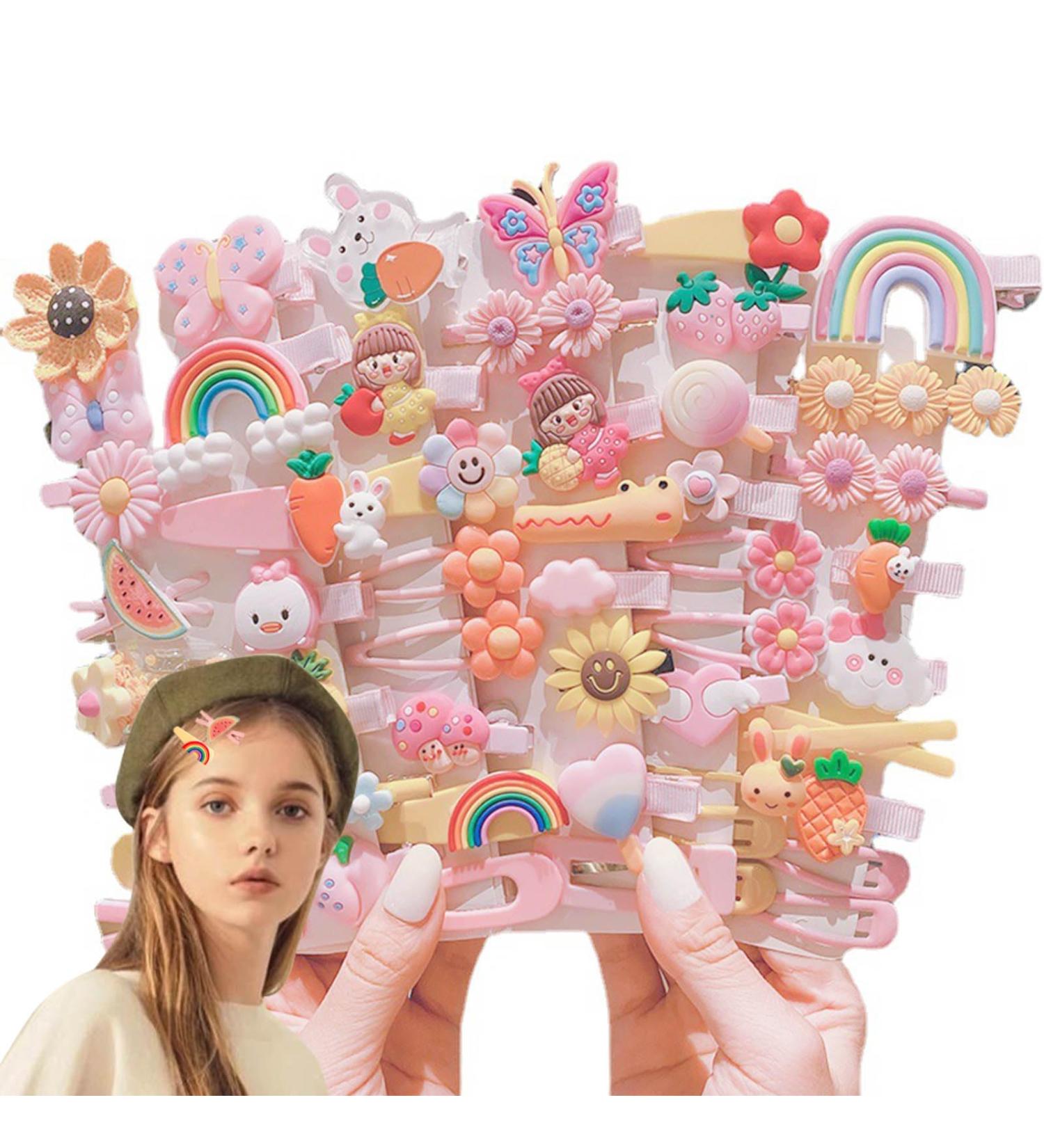 DUNBE 50 Pcs Hair Clips Cute Fashion Girl Hair Accessories Rainbow Candy Flower Fruit Set Hair Pins Hair Barrettes Set for Girls Teens Toddlers - Buy Online on GoSupps.com