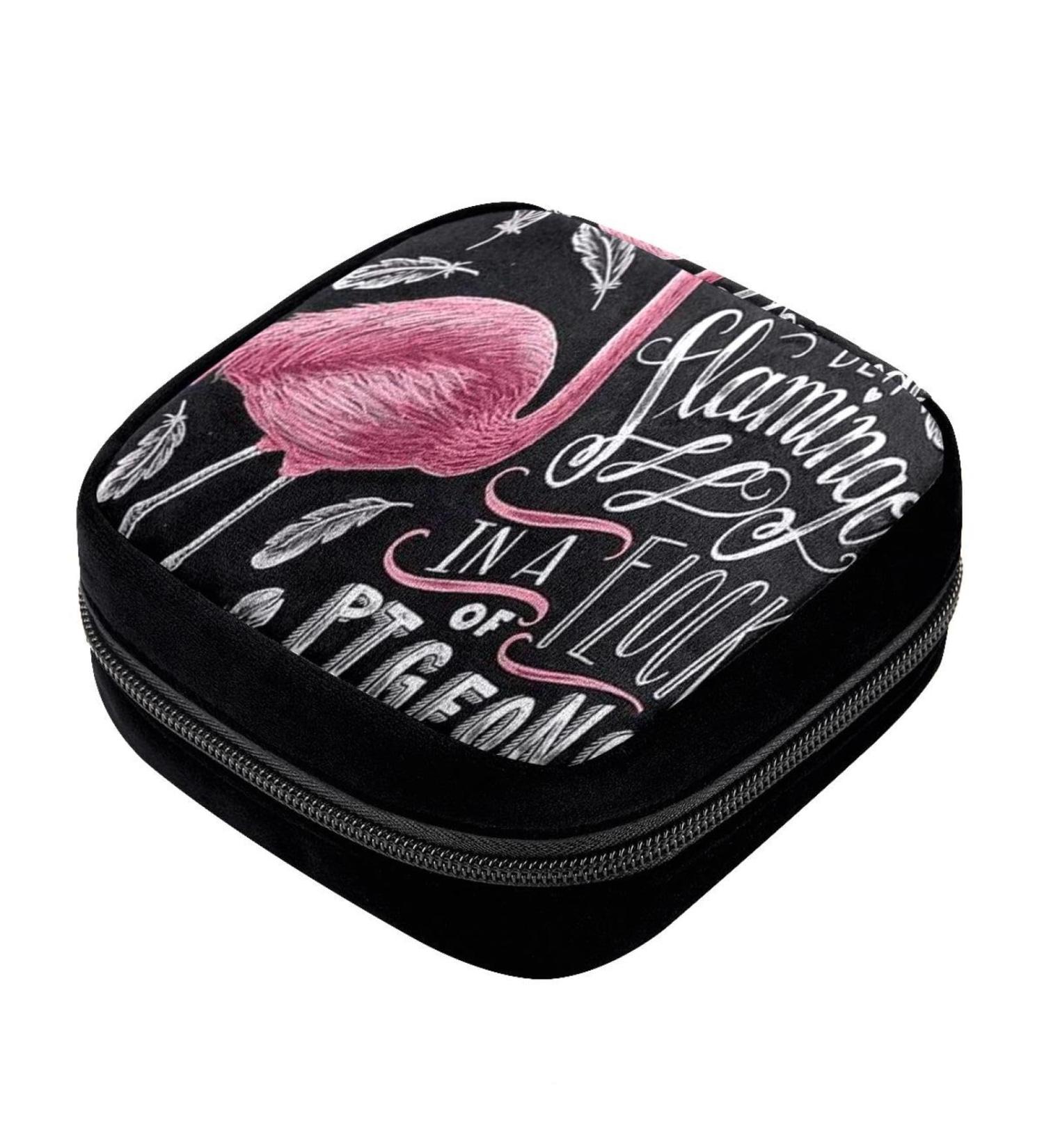 GIAPB Period Bag Sanitary Napkin Storage Holder | Flamingo Animal Print Makeup Pouch Color796 - Buy Online on GoSupps.com