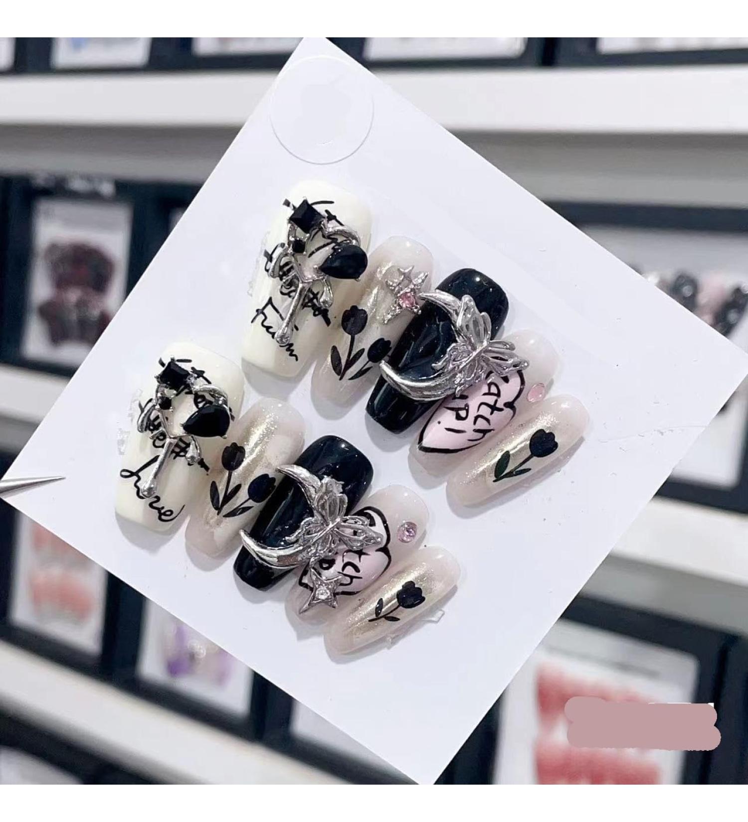 Removable and wearable nail art French Almond Ombre Handmade Press On Nails Long Acrylic False Nail Tips InNail (Color : 29151 Size : XS) - Buy Online on GoSupps.com