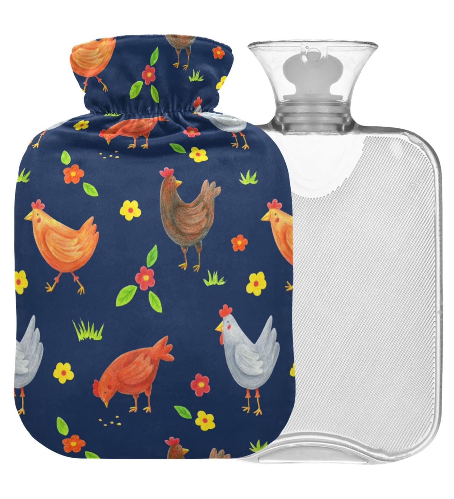 NAANLE 1L Heat Bottle with Chicken Tap & Cover - Warm Water Bottle for Pain Relief Heat & Cold Therapy Ideal for Bed Hands & Feet - Buy Online on GoSupps.com