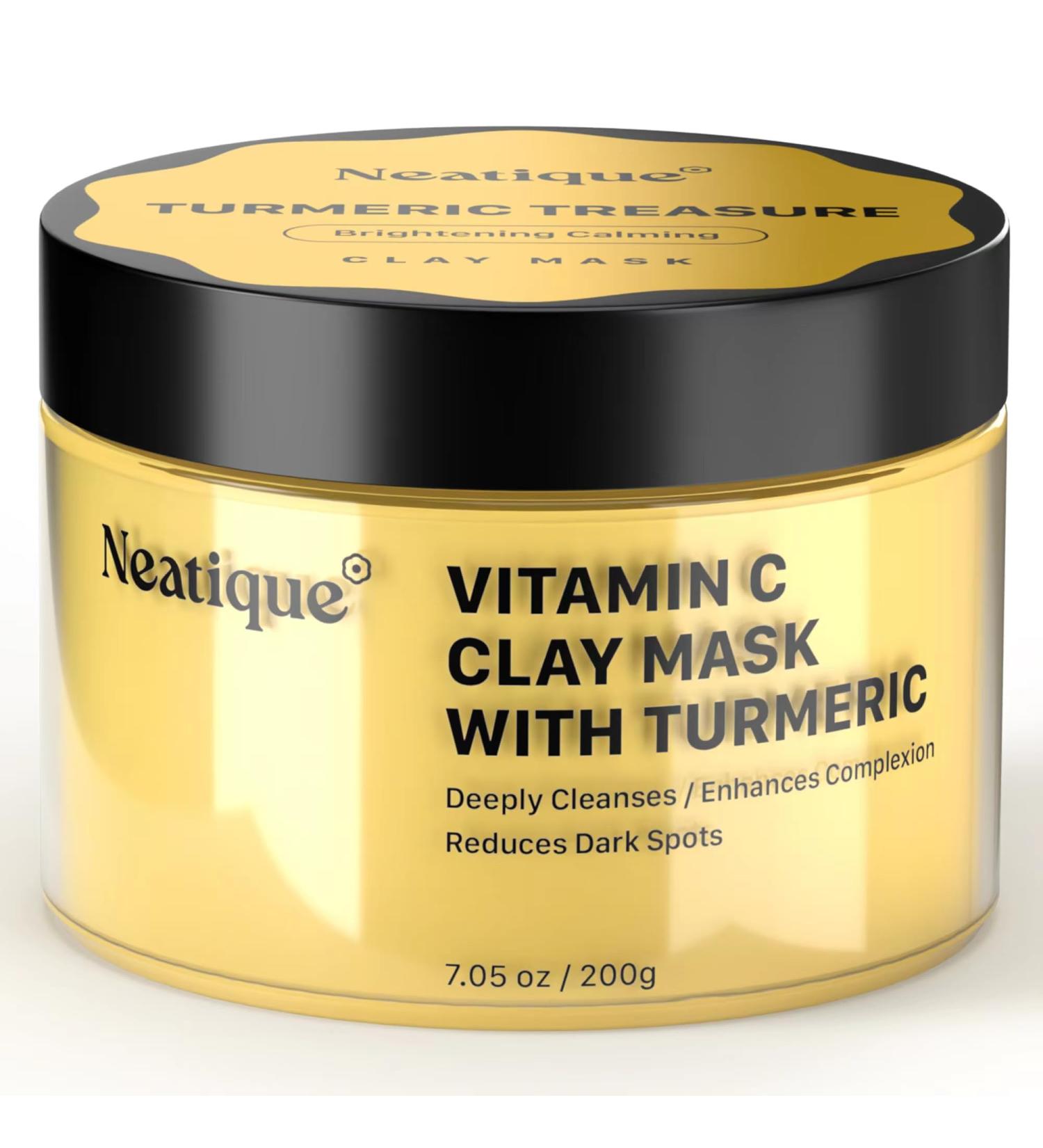 Neatique Vitamin C Clay Mask with Turmeric - Deep Purification & Detox for Even Skin Tone Post-Acne Radiance Minimizes Dark Spots - 7.01 Oz - Buy Online on GoSupps.com