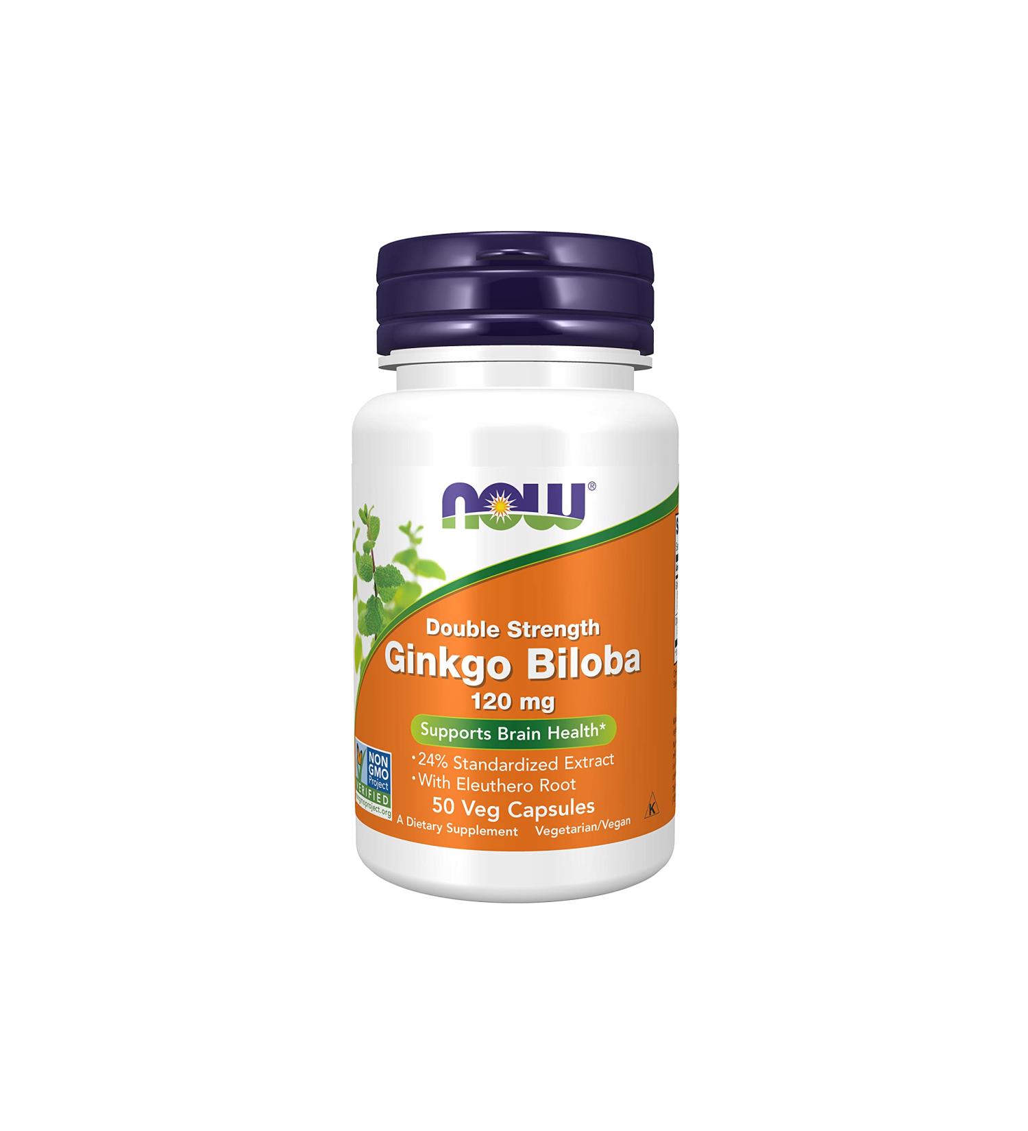 Now Foods Ginkgo Biloba Double Strength 120 mg - 50 Veg Capsules for Enhanced Memory & Focus - Buy Online on GoSupps.com