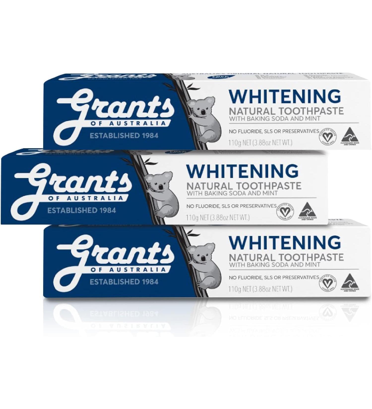 LIMITEDBONUSDEAL 3 Box Grants Australia Whitening Toothpaste with Baking Soda and Mint 110g