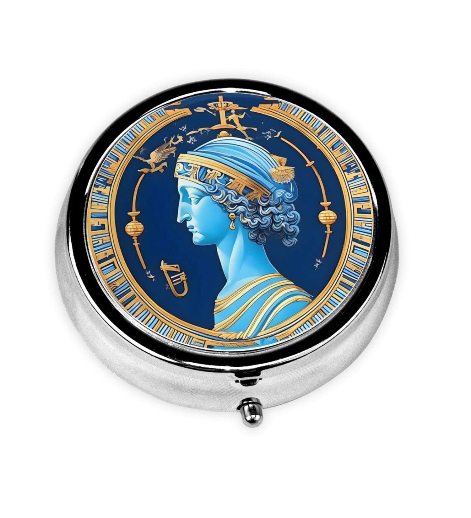 Love Goddess Round Pill Box | 3 Compartment Portable Travel Organizer for Easy Medication Management - Buy Online on GoSupps.com