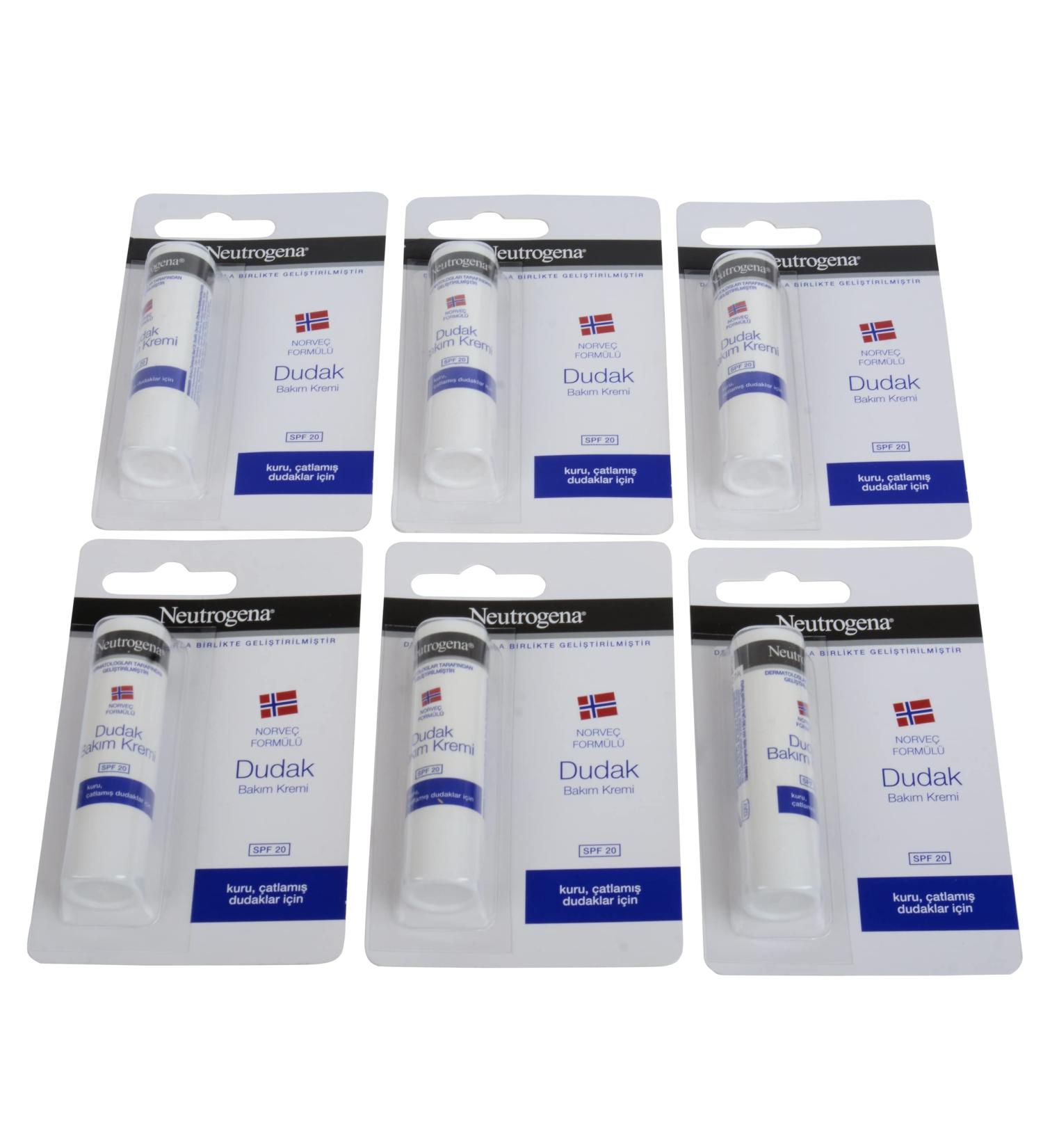 Neutrogena Lipcare Stick Norwegian Formula SPF 20 for Dry and Chapped Lips - 6 Pack, 0.16 Ounce each - Buy Online on GoSupps.com