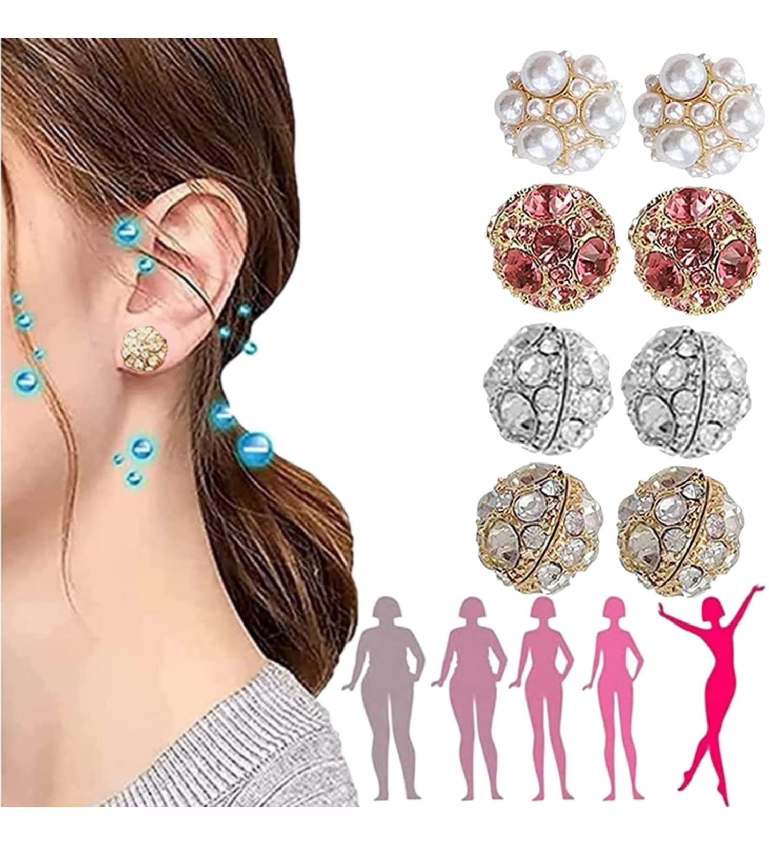 4 Pairs Magnetic Earrings Earrings for Weight Loss Dorina Ear Acupressure Magnetherapy Detox Earrings Dorina Earrings Non-Puncture Acupressure Earrings - Buy Online on GoSupps.com