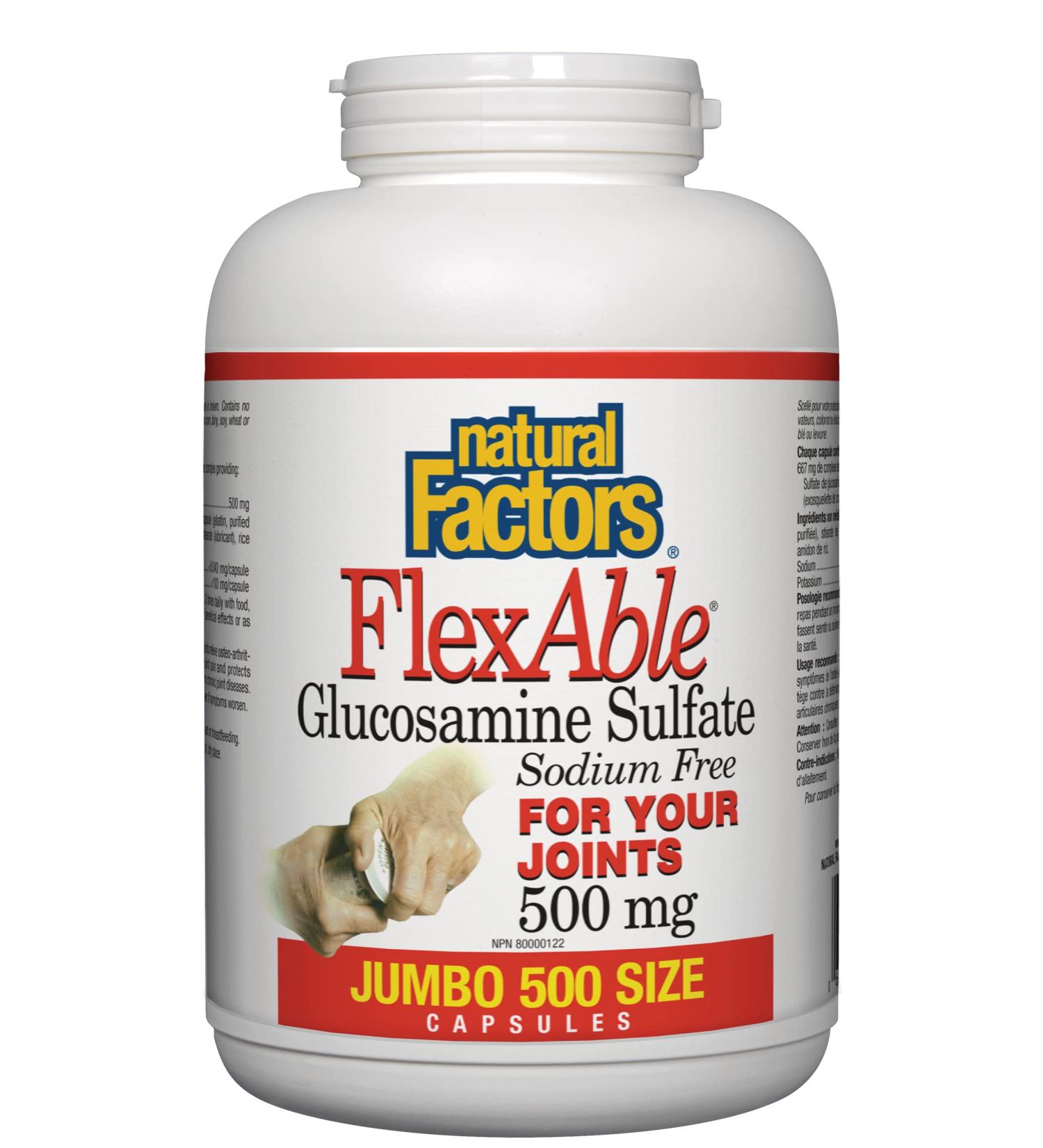 Natural Factors - Glucosamine Sulfate 500mg Sodium Free Flexable - 500 Capsules - Buy Online on GoSupps.com