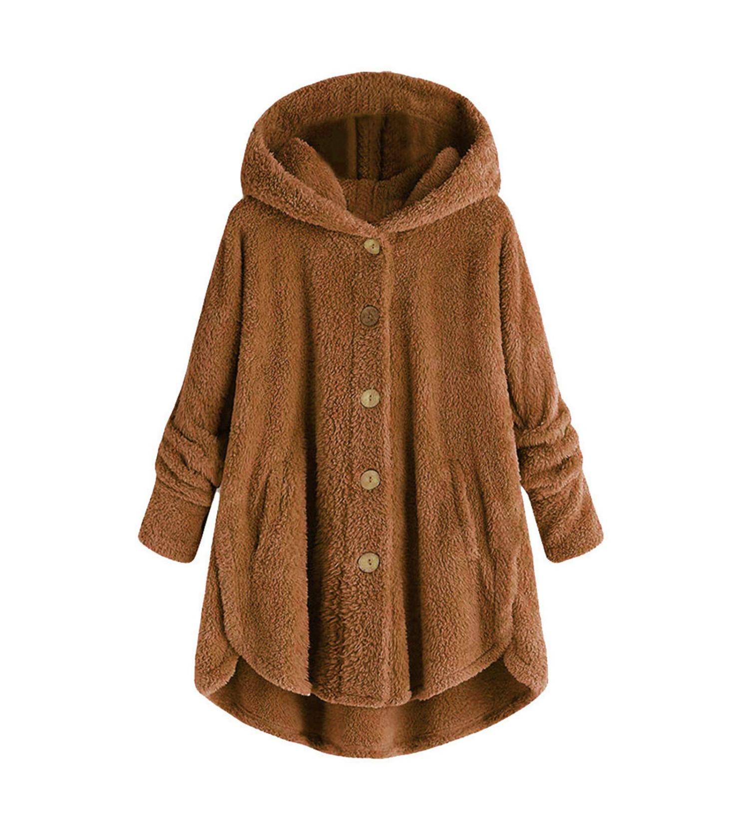 Women's Fleece Plush Jacket - Warm Breathable & Cozy Zippered Wool Sweater - Autumn Winter Coat with Hood - Buy Online on GoSupps.com