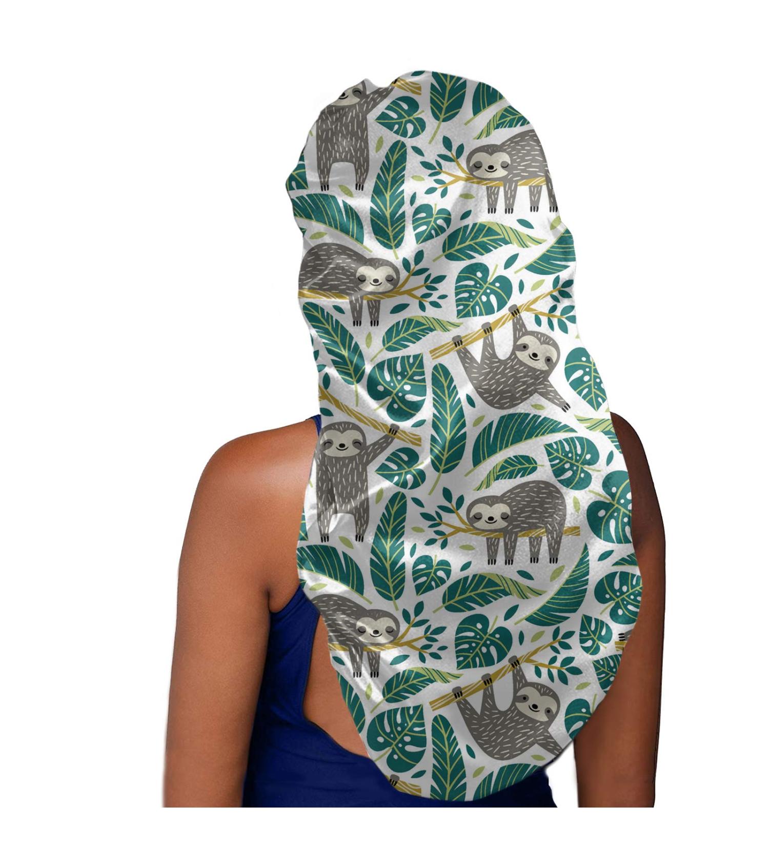 Adorable Sloth Pattern Sleep Cap for Girls and Women - Satin Braid Bonnet for Long Hair - Sleeping Cap - Buy Online on GoSupps.com
