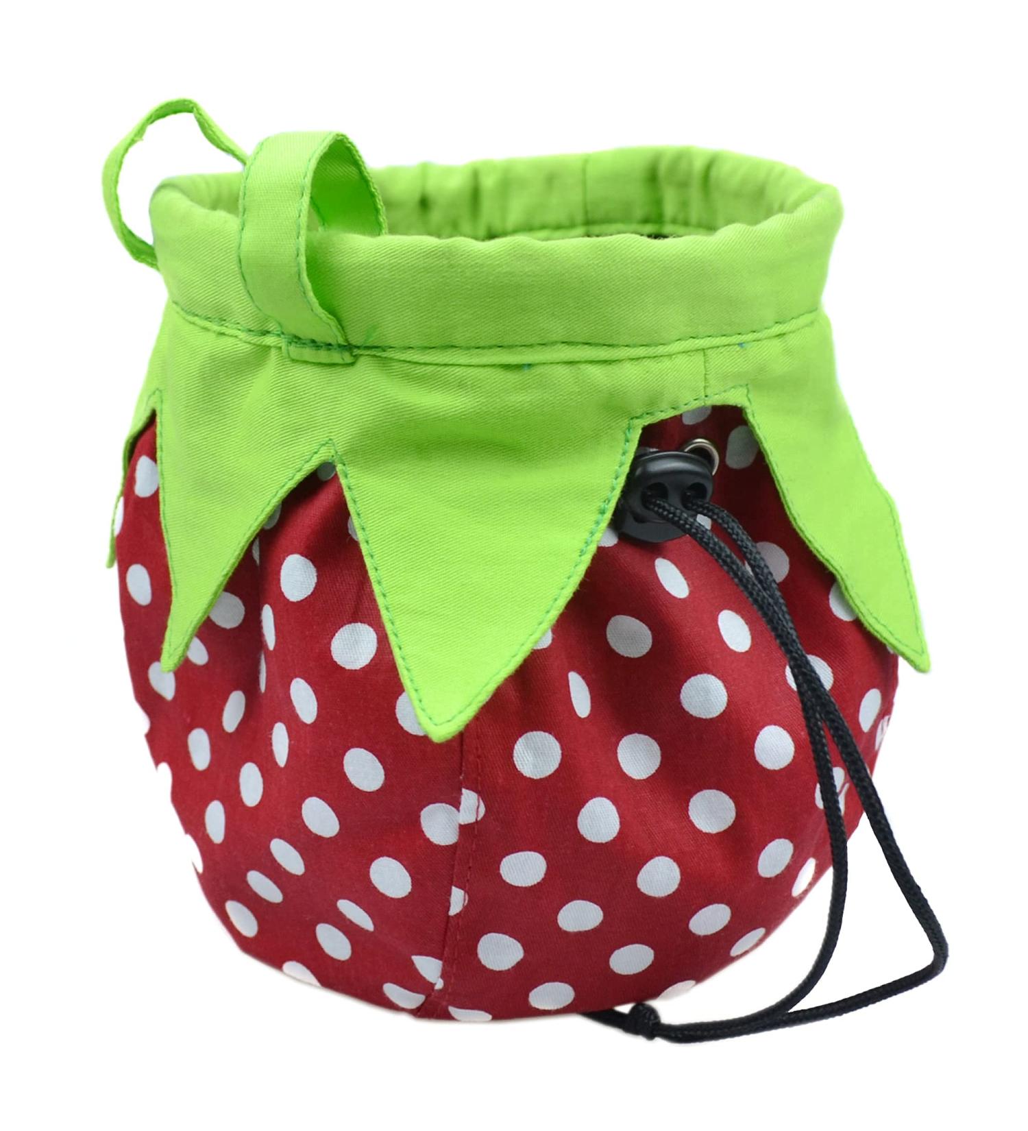 Strawberry Chalk Bag with Carabiner Drawstring | Rock Climbing & Weight Lifting Chalkbag - Buy Online on GoSupps.com