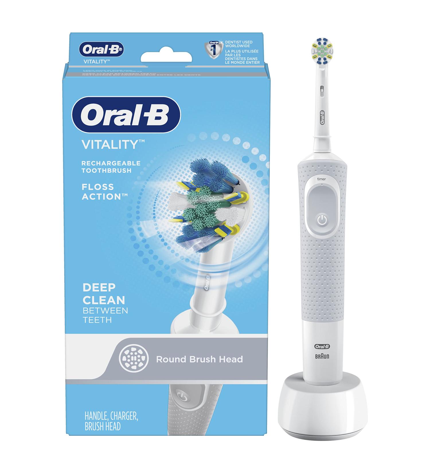 Oral-B Vitality FlossAction Electric Toothbrush - White | Superior Plaque Removal - Buy Online on GoSupps.com