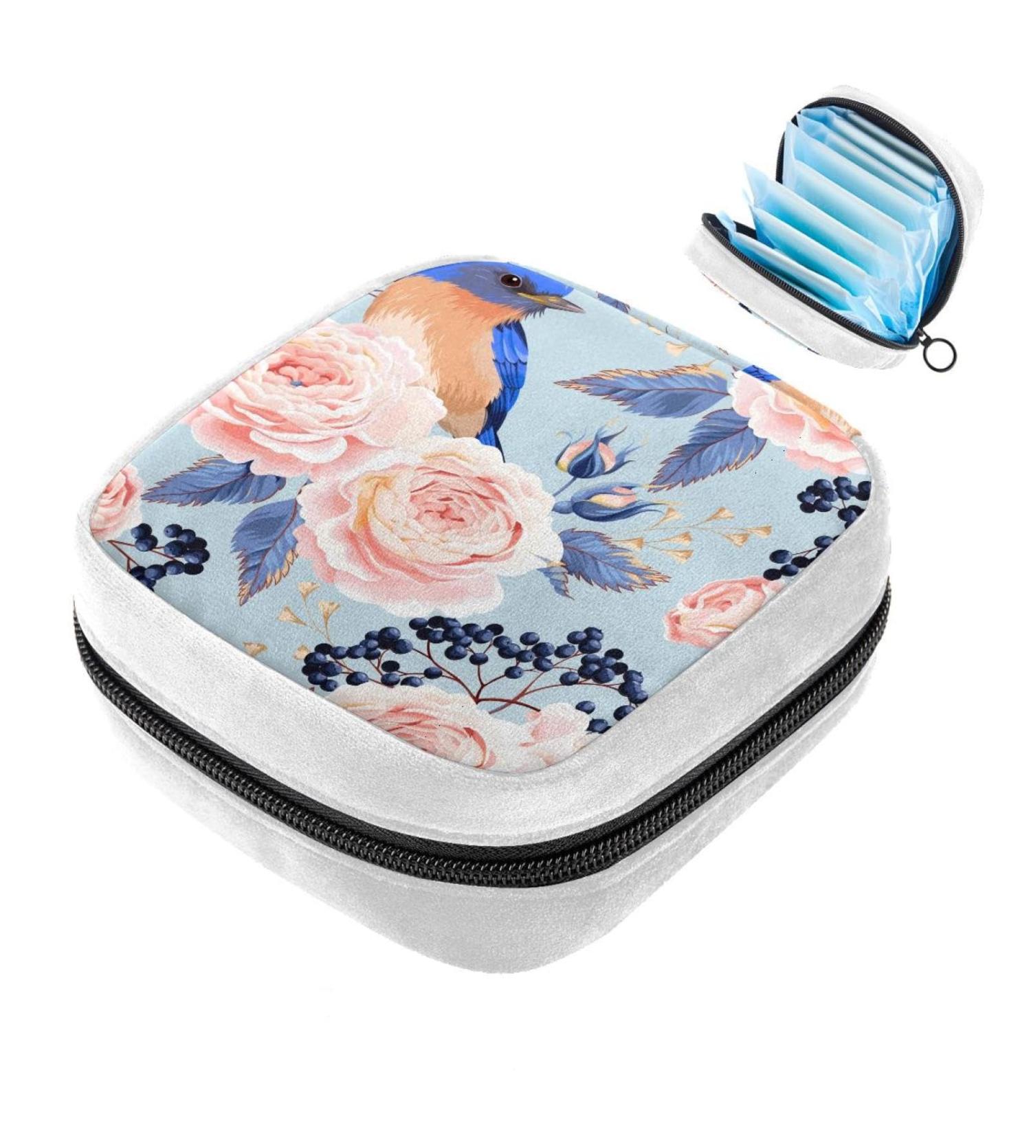 GIAPB Sanitary Napkin Storage Bag | Period Tampon Makeup Pad Pouch | Bird Roses Flower Color1621 - Buy Online on GoSupps.com