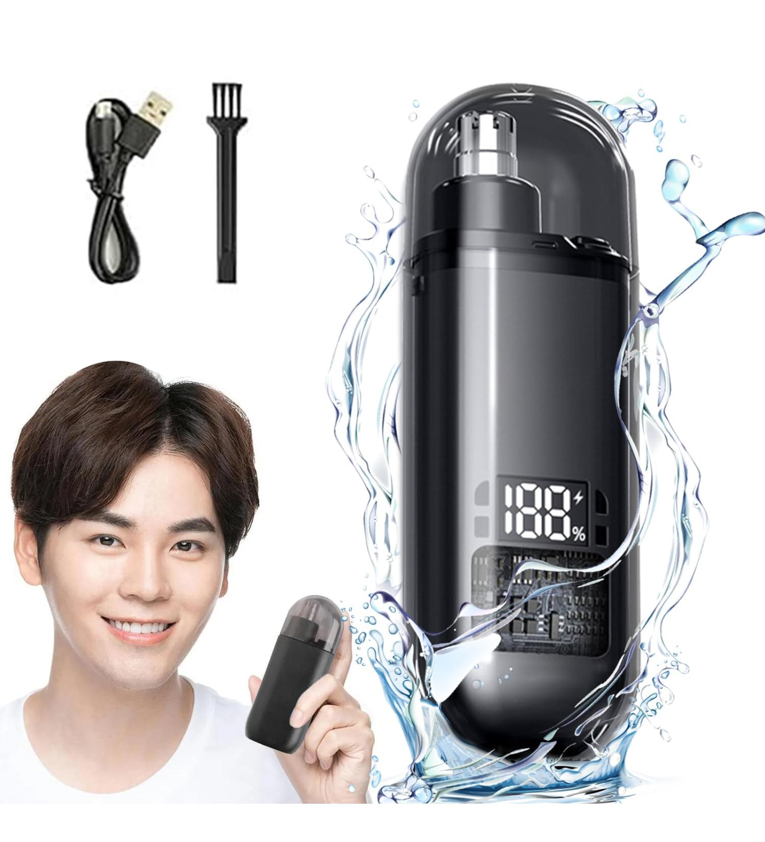 Buy Housgift Portable Nose Hair Trimmer | IPX7 Waterproof Ear & Nose Trimmer for Men & Women - USB Charging Power Display Dust Cap - Buy Online on GoSupps.com