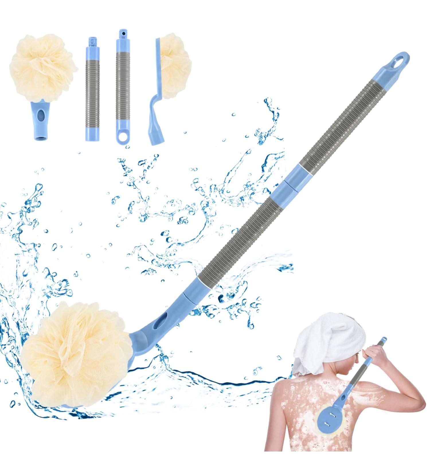 Loofah with Handle - 21.7 Back Scrubber for Exfoliation & Skin Health | Shower Loofah for Men & Women (Blue) - International Shipping Available - Buy Online on GoSupps.com