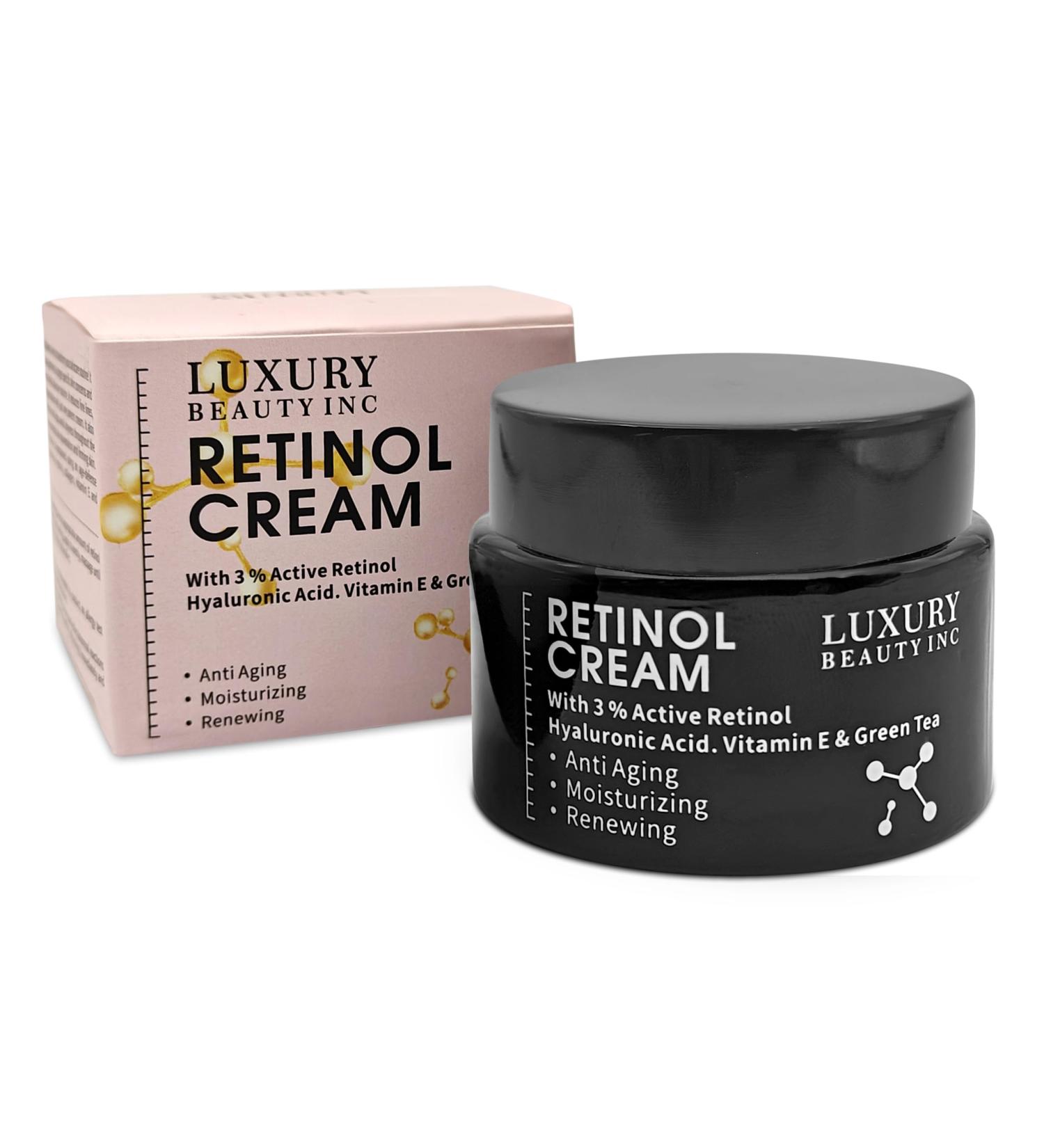 Inc Retinol Cream 3% - Anti-Aging Moisturizer with Hyaluronic Acid Vitamin E and Green Tea for Collagen Repair & Dark Spot Treatment - 50g - Buy Online on GoSupps.com