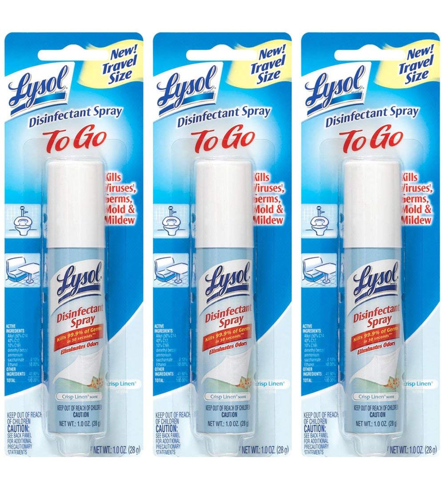 Lysol Disinfectant Spray to Go Crisp Linen 1oz (Pack of 3) - Travel Size Disinfectant Spray - Buy Online on GoSupps.com