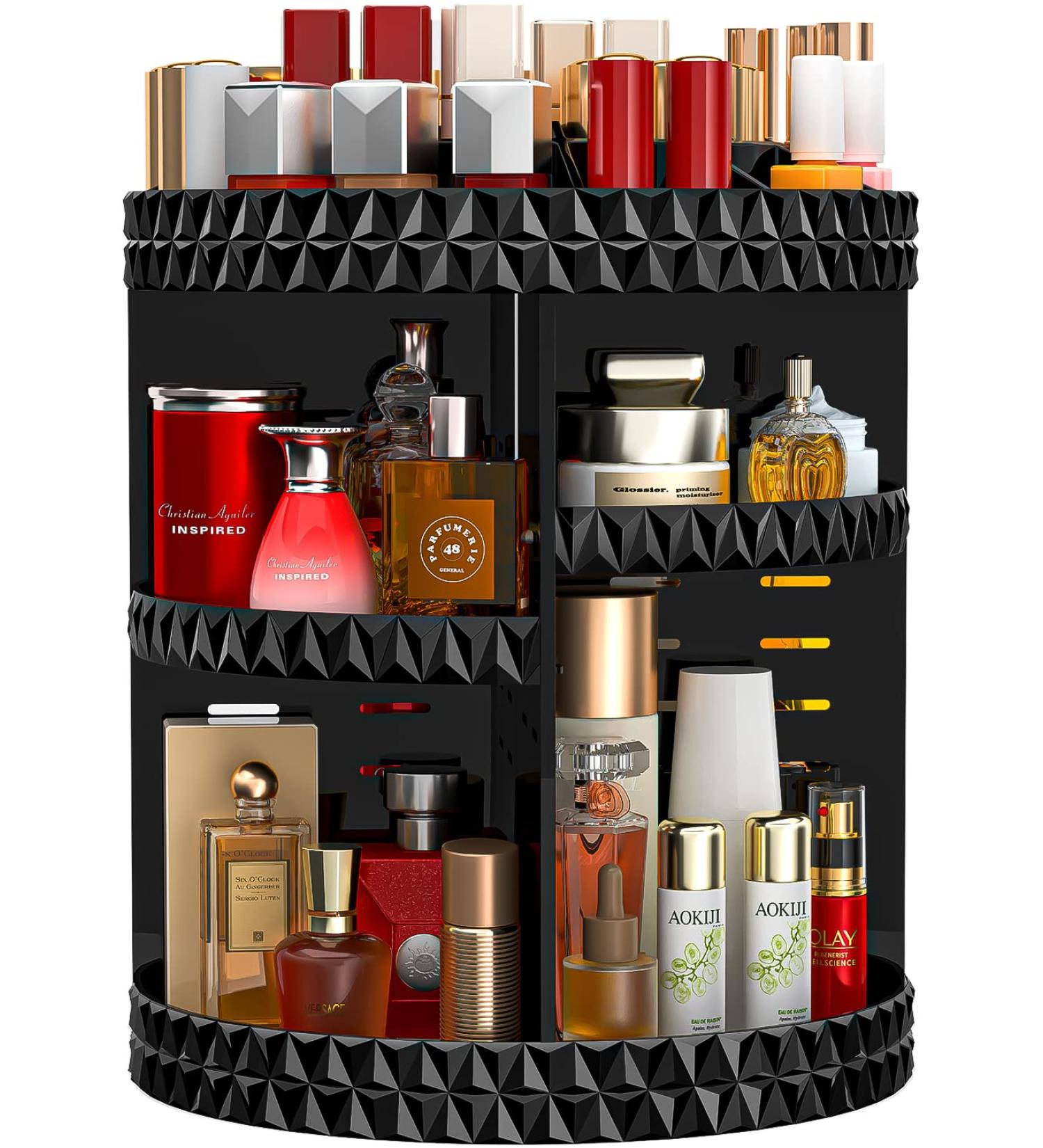 Famitree 360 Makeup Organizer | Acrylic 6-Layer Cosmetics & Skincare Storage | Perfume Organizer for Dressing Table & Bathroom - Black - Buy Online on GoSupps.com