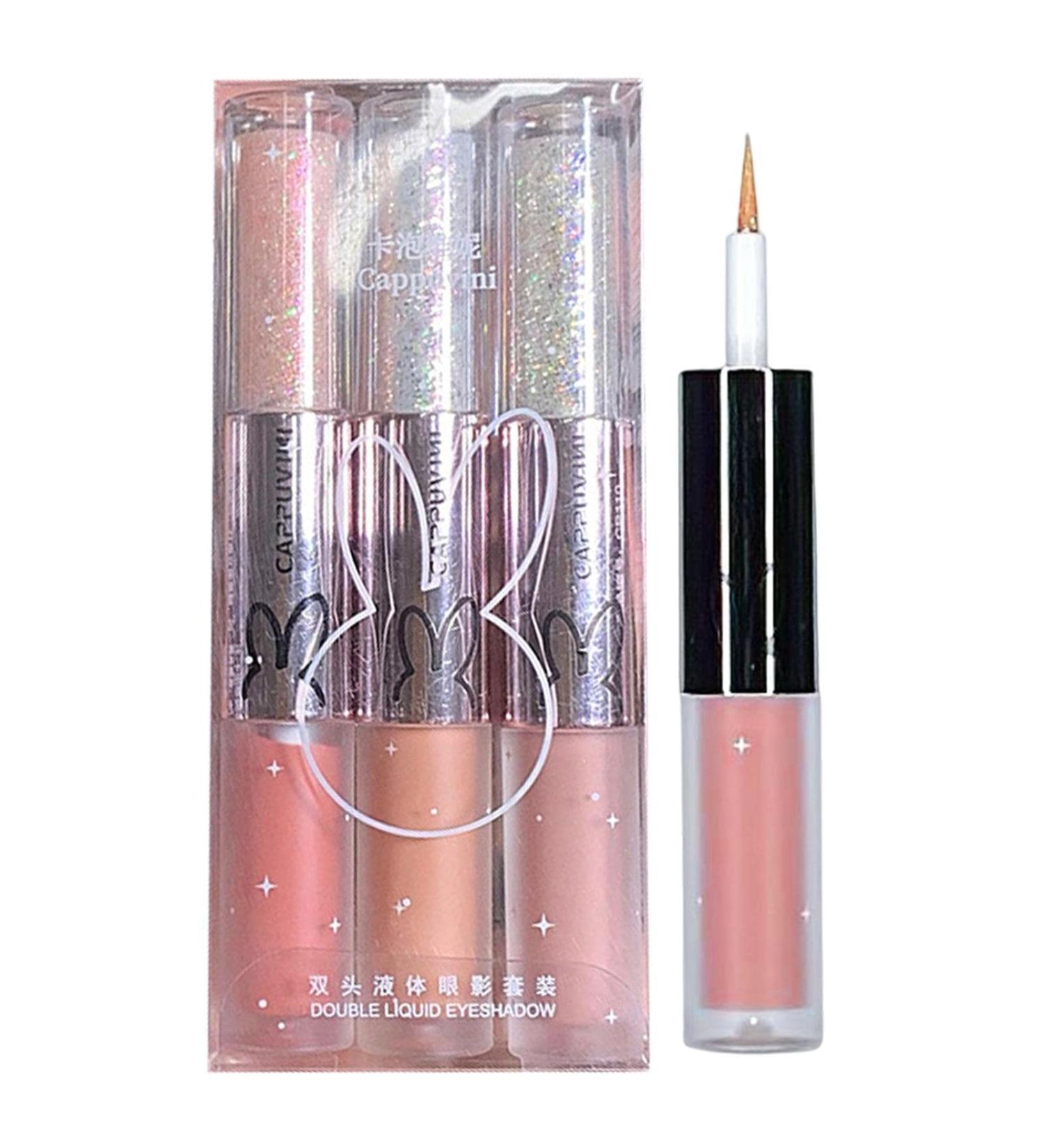 Eyeshadow - Shiny Liquid Matte Eyeshadow Set 2 in 1 Double Head Eyeshadow Kit Waterproof Long Lasting Women Cosmetic Shrigm Sweet Powder Series Combination - Buy Online on GoSupps.com