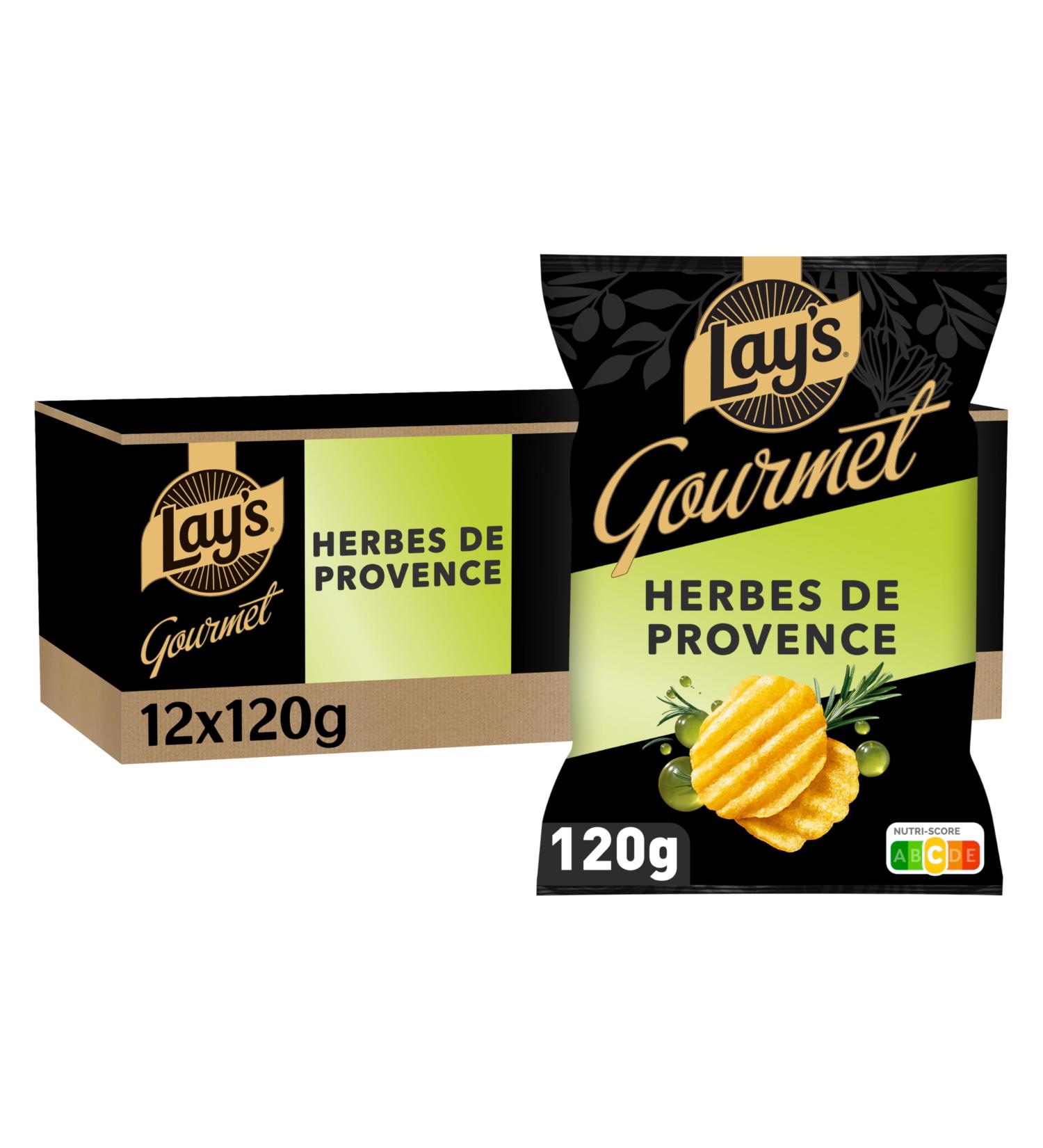LAY'S Gourmet Chips Saveur Herbes de Provence 120g - Lot de 12x120g