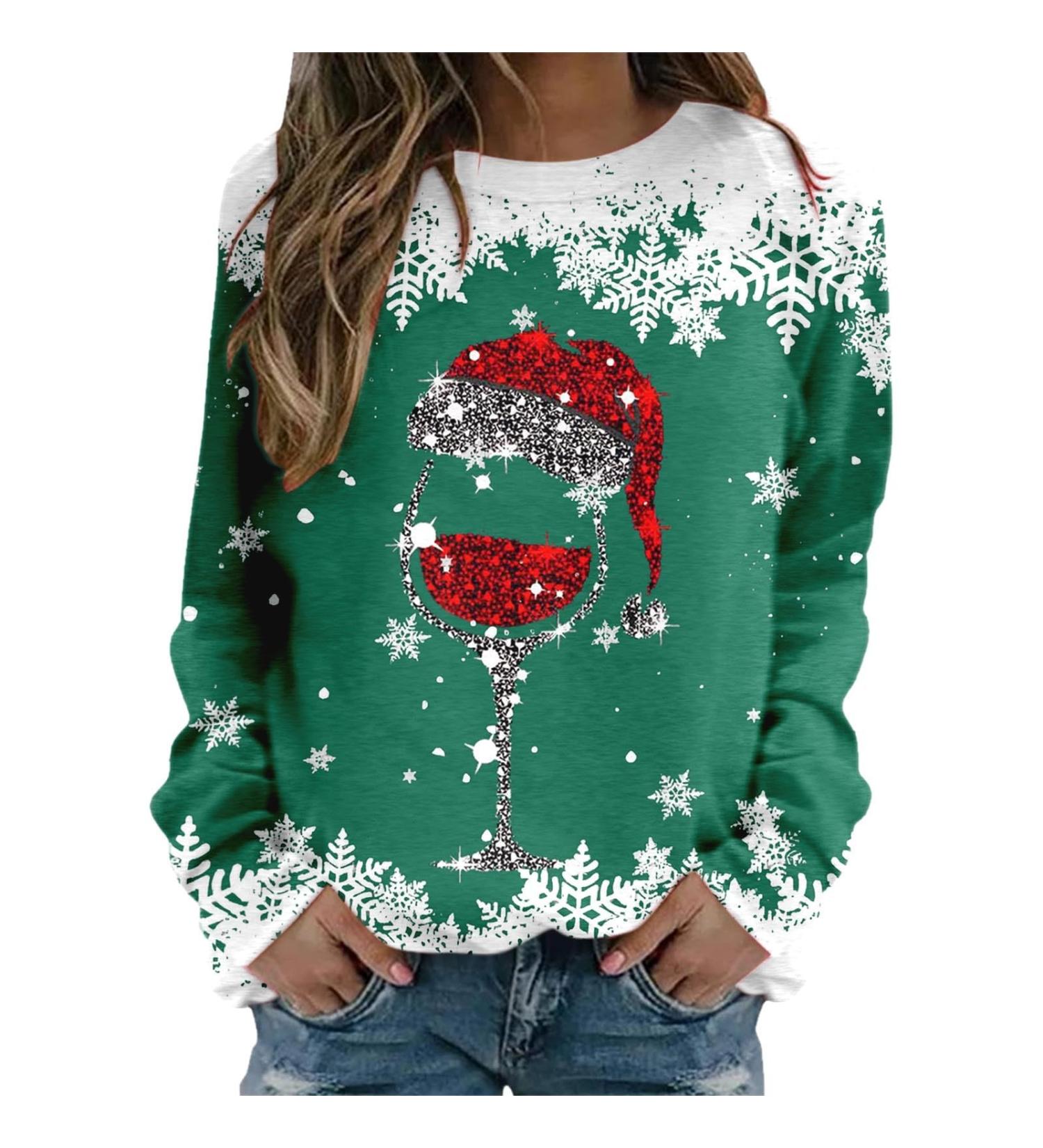 Women's Christmas Snowman Penguin Print Sweatshirt - O-Neck Raglan Pullover - Buy Online on GoSupps.com