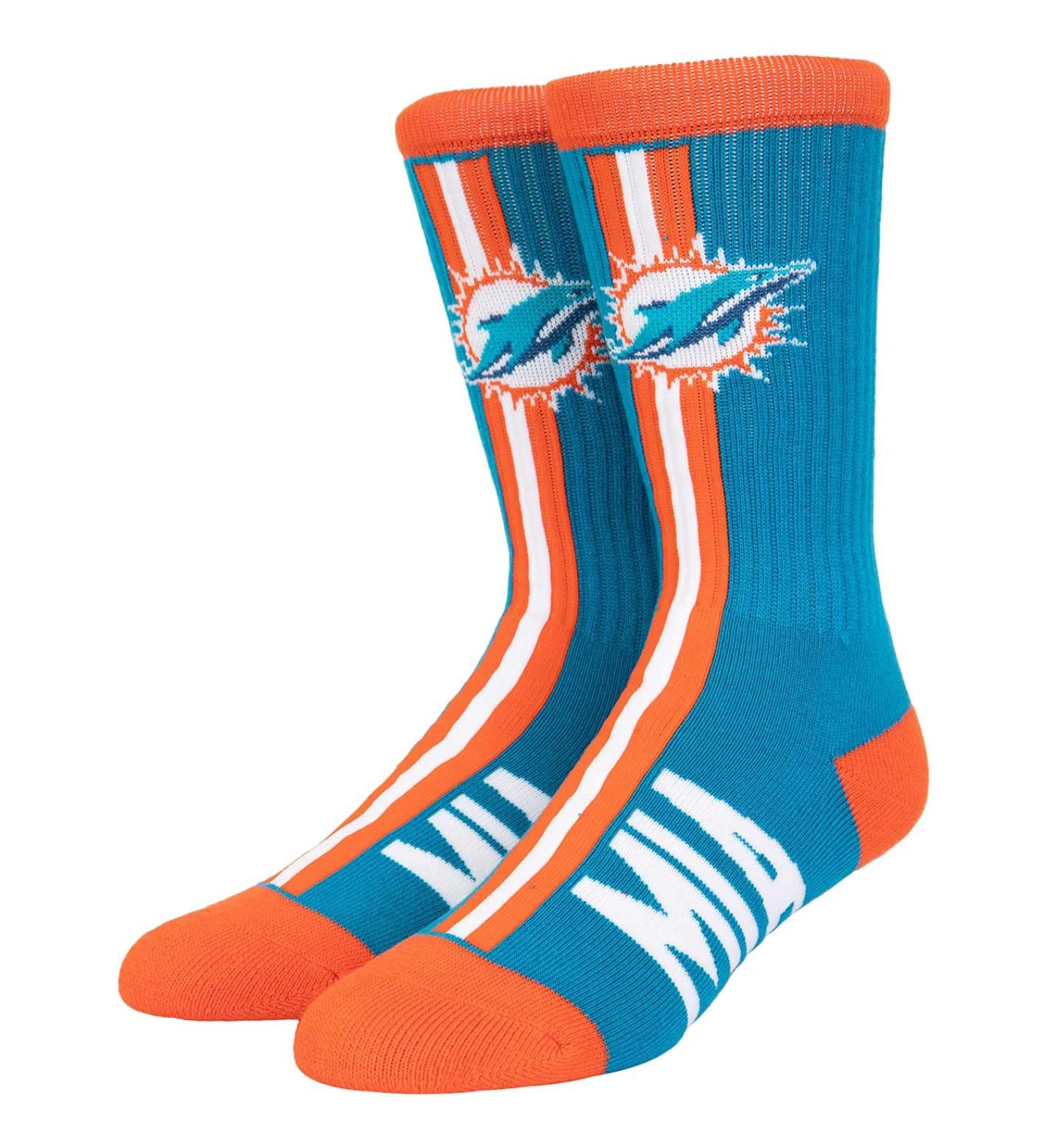 Fanatics for Bare Feet NFL Team Socks 43-48 Miami Dolphins