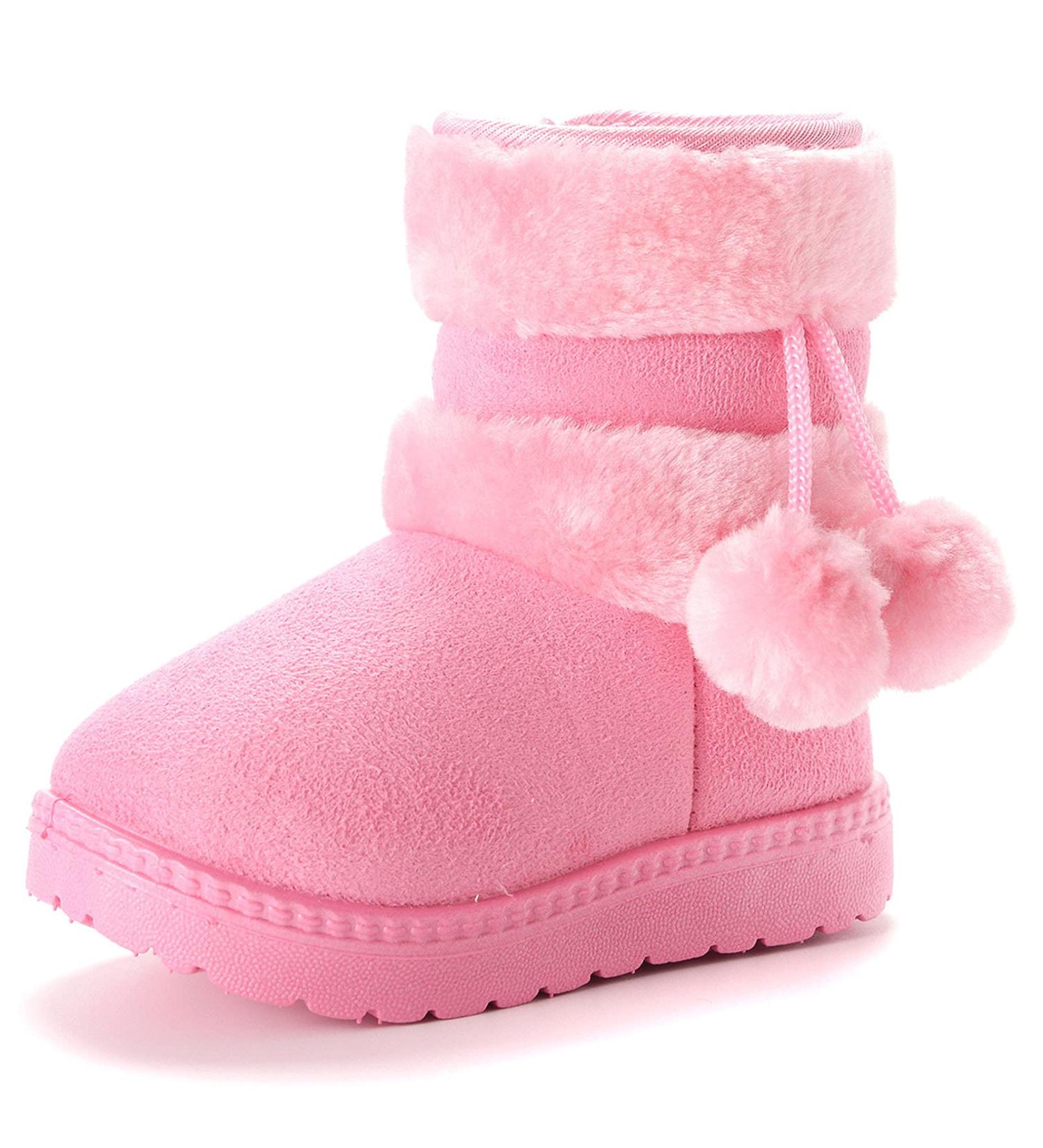 Yeeteepot Baby Girls' Winter Booties - Warm Lined Snow Boots for Kids - Anti-Slip Ankle Boots - Pink, 4.5 UK Child - Buy Online on GoSupps.com