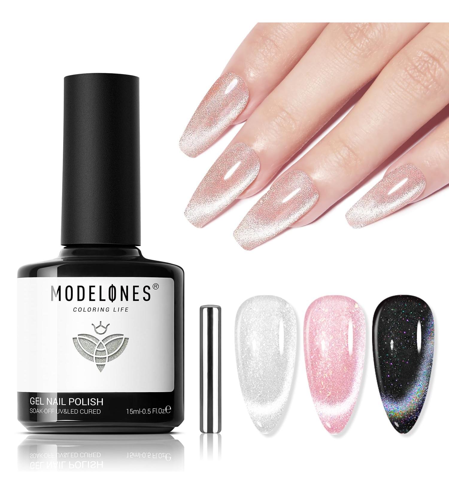 Modelones Cat Eye Gel Nail Polish 1PCS 15ml Rainbow Holographic 9D Silver Shimmer Velvet Glitter Gel Polish with Magnet Stick Soak Off LED Nail Art Manicure Salon DIY Home - Buy Online on GoSupps.com
