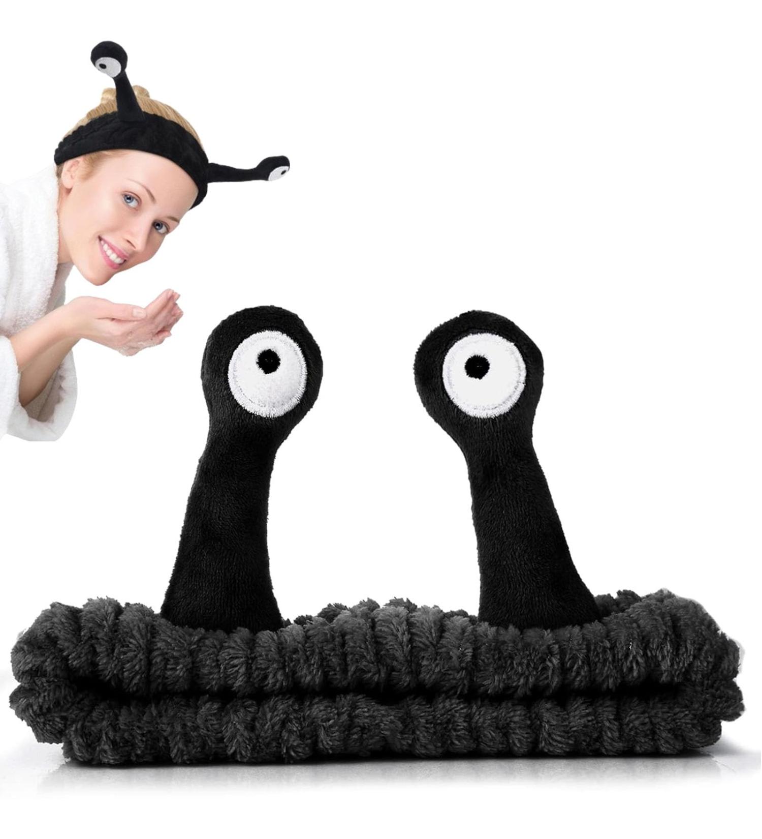 Plush Snail Headband Black Face Wash Spa Headband Makeup Cute Coral Fleece Elastic Headband Cartoon Hair Accessories for Women Girls Washing Face Skincare - Buy Online on GoSupps.com