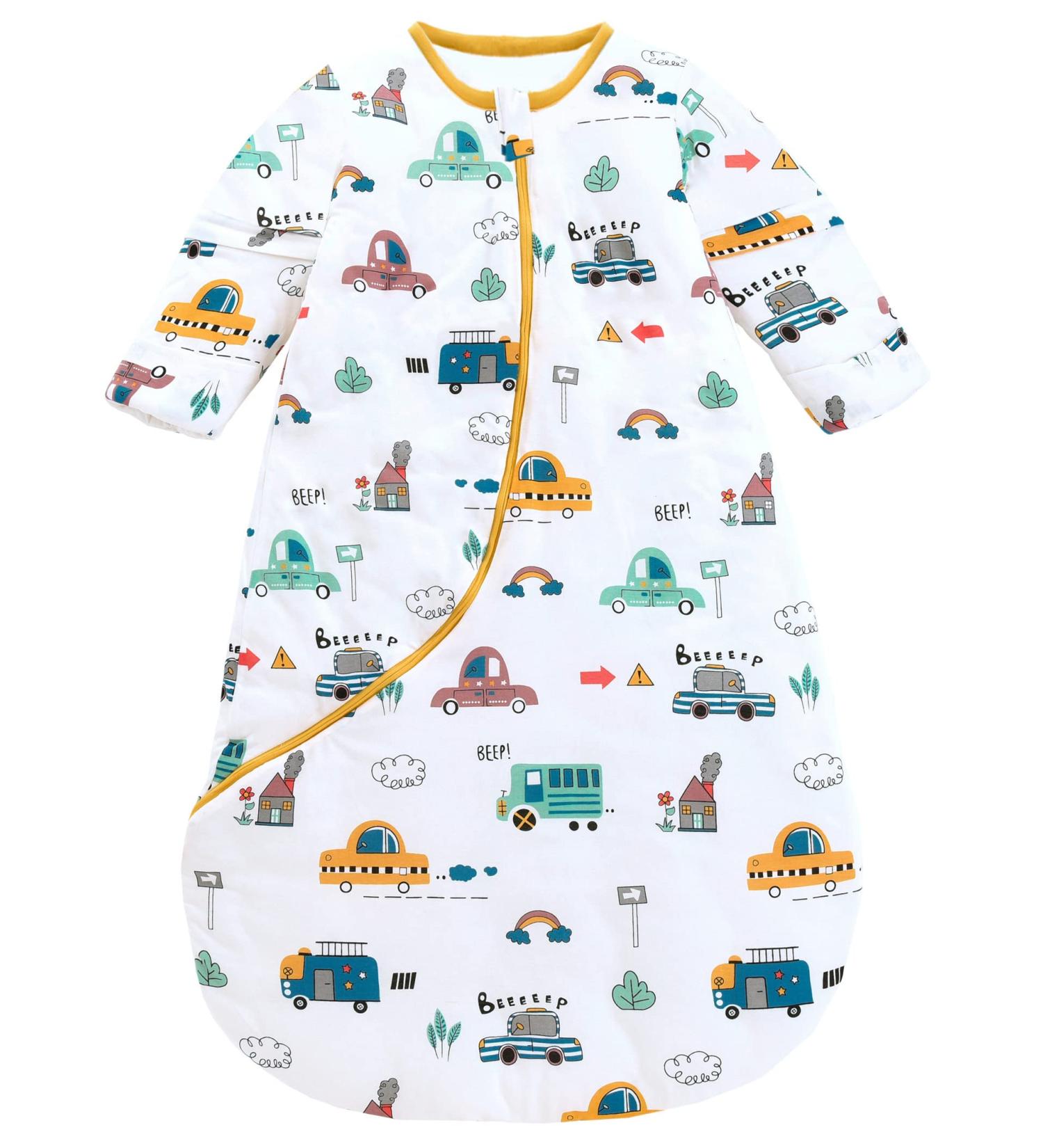 Chilsuessy Baby Sleeping Bag with Detachable Sleeves - 3.5 Tog, 100% Cotton, City Car Design - For Infant Toddler (2-4 Years) - Buy Online on GoSupps.com