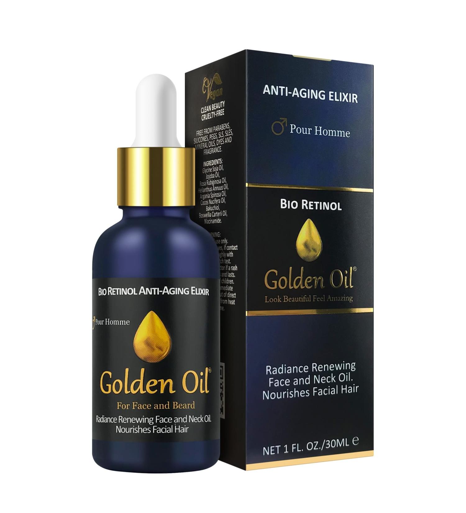 Buy Anti-Aging Bio Retinol Elixir for Men - Reduce Wrinkles & Fine Lines with Bakuchiol Niacinamide & Frankincense Oil - Nourishes Beard & Skin - 1.0 Fl Oz - Buy Online on GoSupps.com