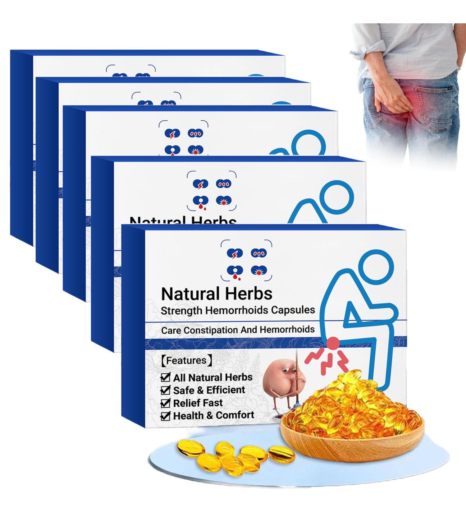 KLOUYHTY Natural Herbal Hemorrhoid Treatment Capsules - Rapid Relief for Pain & Discomfort (5 Boxes) - Buy Online on GoSupps.com