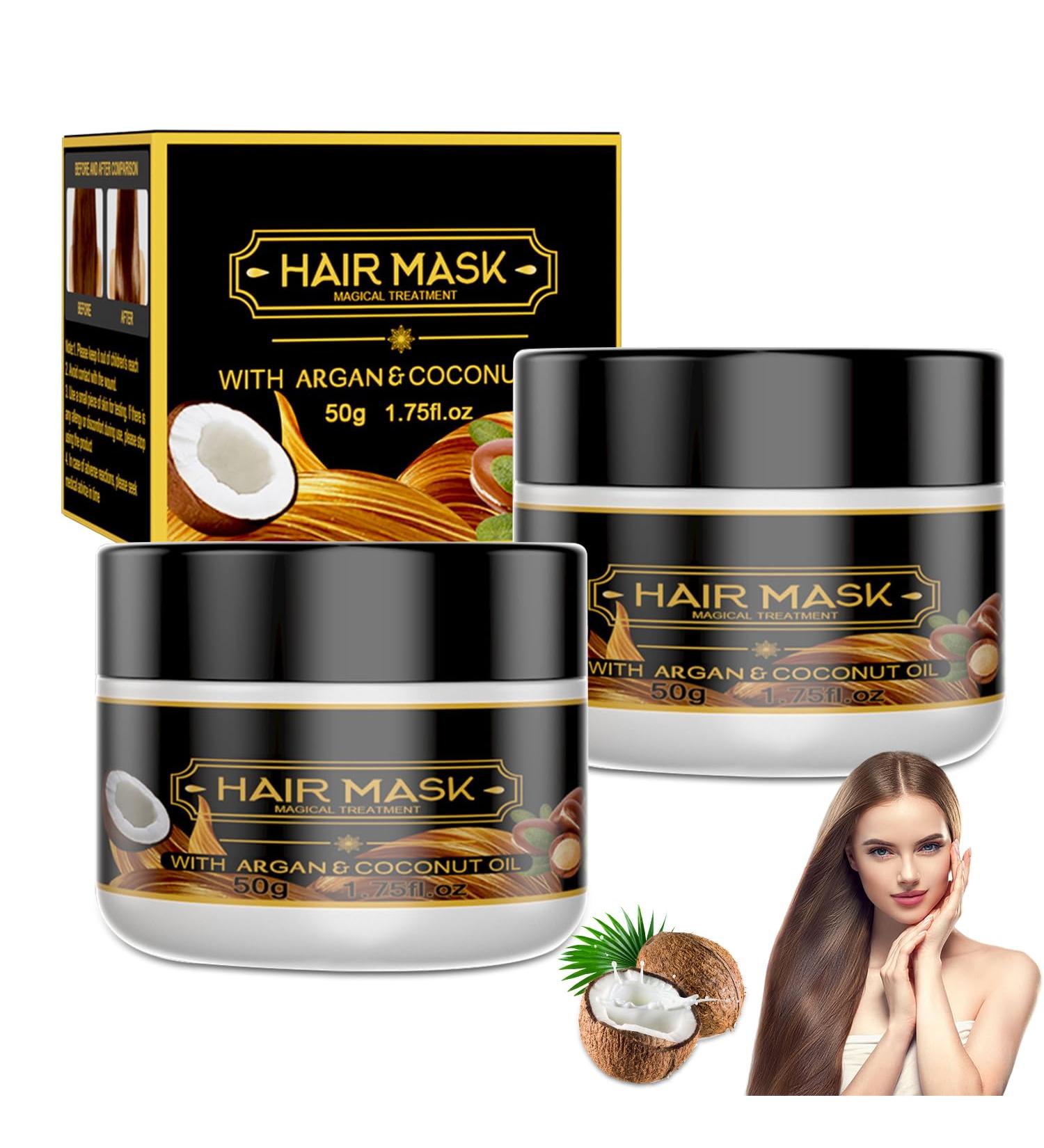 Omaky Keratin Repair Hair Mask with Argan & Coconut Oil - 2PCS Instant Hair Treatment | Nourish & Revitalize for All Hair Types - Buy Online on GoSupps.com