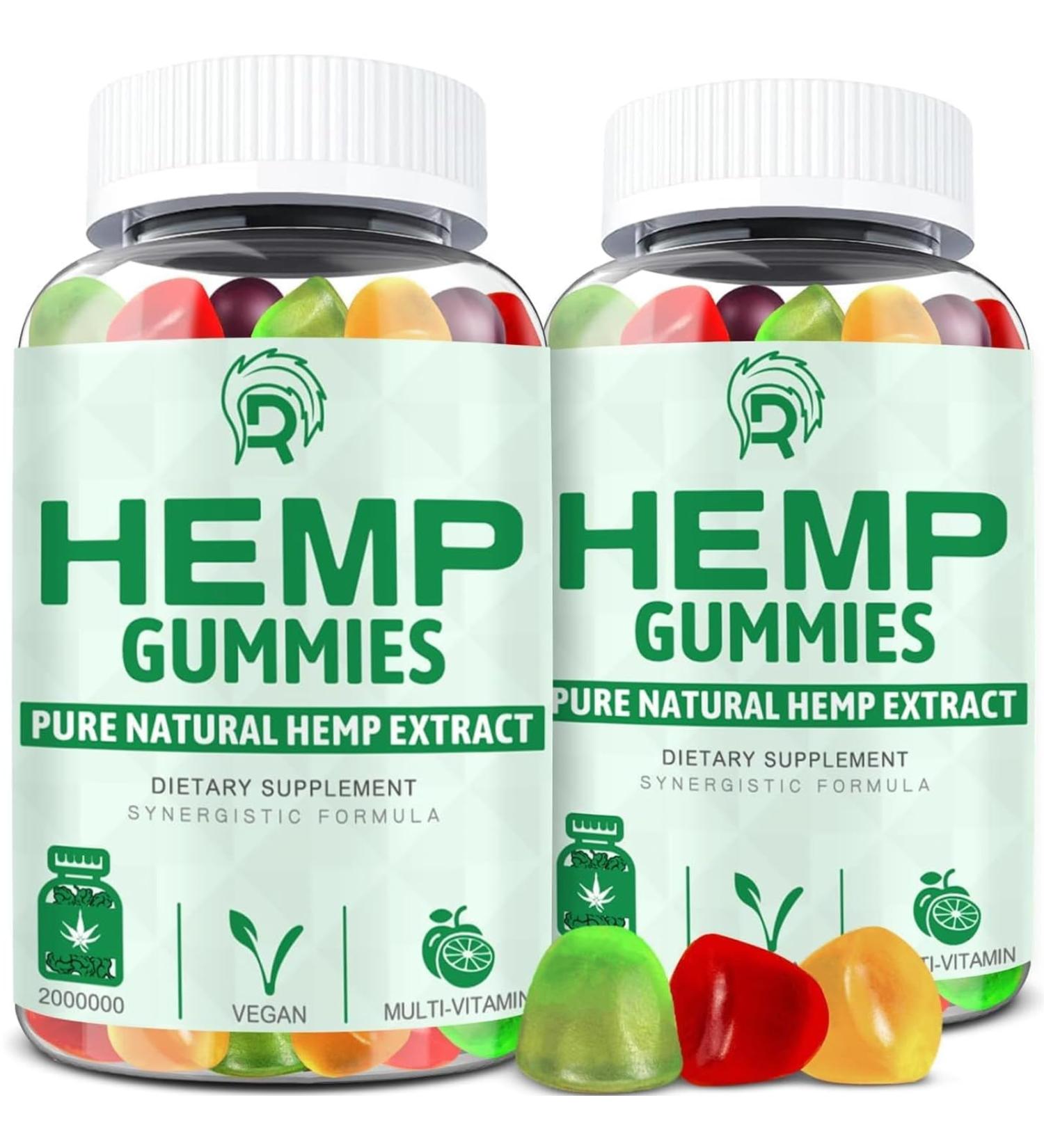 (2 Pack) Hemp Gummies - 100% Natural for Sleep Pain Relax Anxiety Infused with Organic Hemp Oil Bear Candy for Adults Vegan 160 Count - Buy Online on GoSupps.com