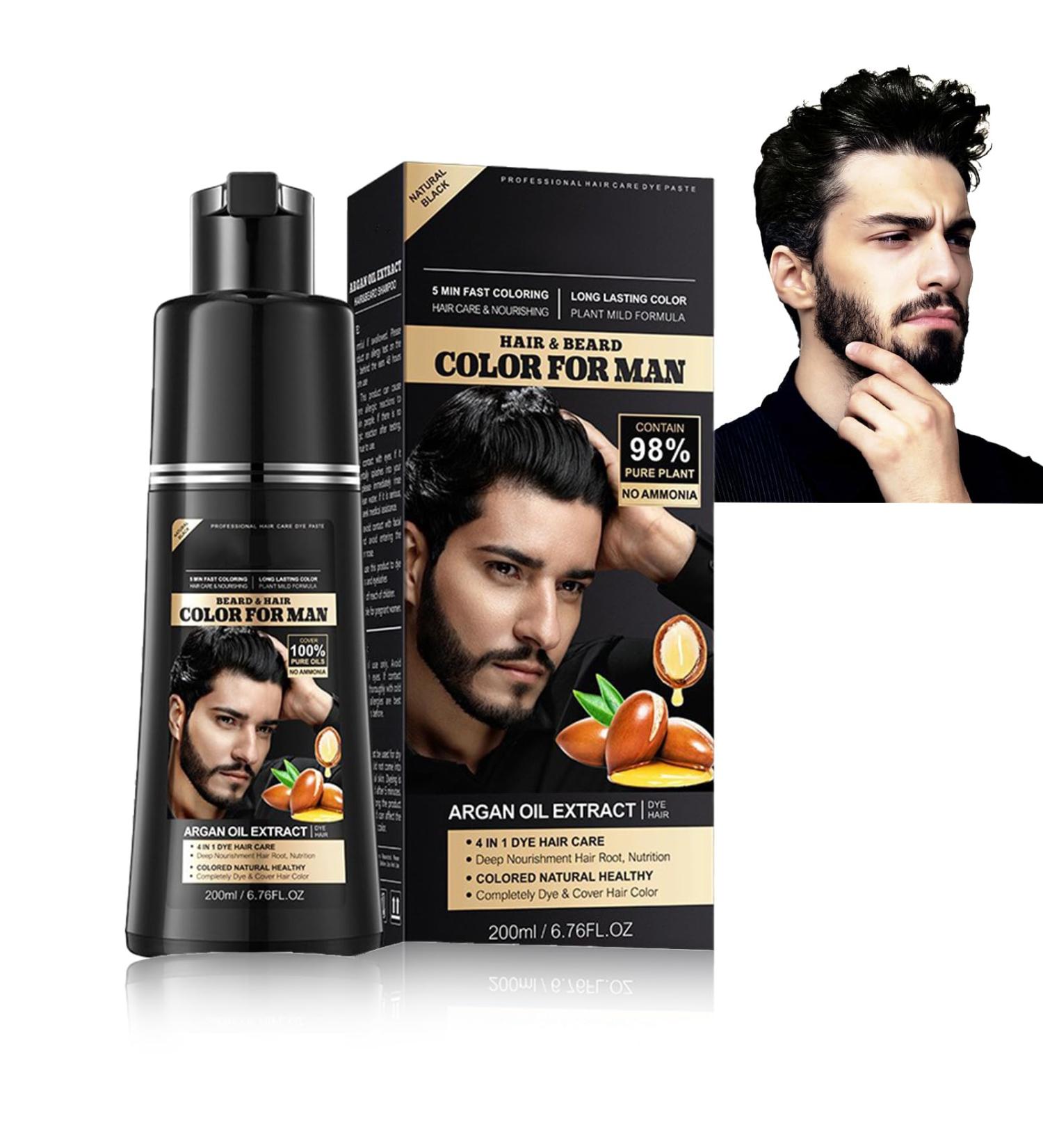 HOUSN Black Hair Dye Shampoo 3in1 natural hair color shampoo for men and women gray coverage and care shampoo against gray hair 200 ml - Buy Online on GoSupps.com