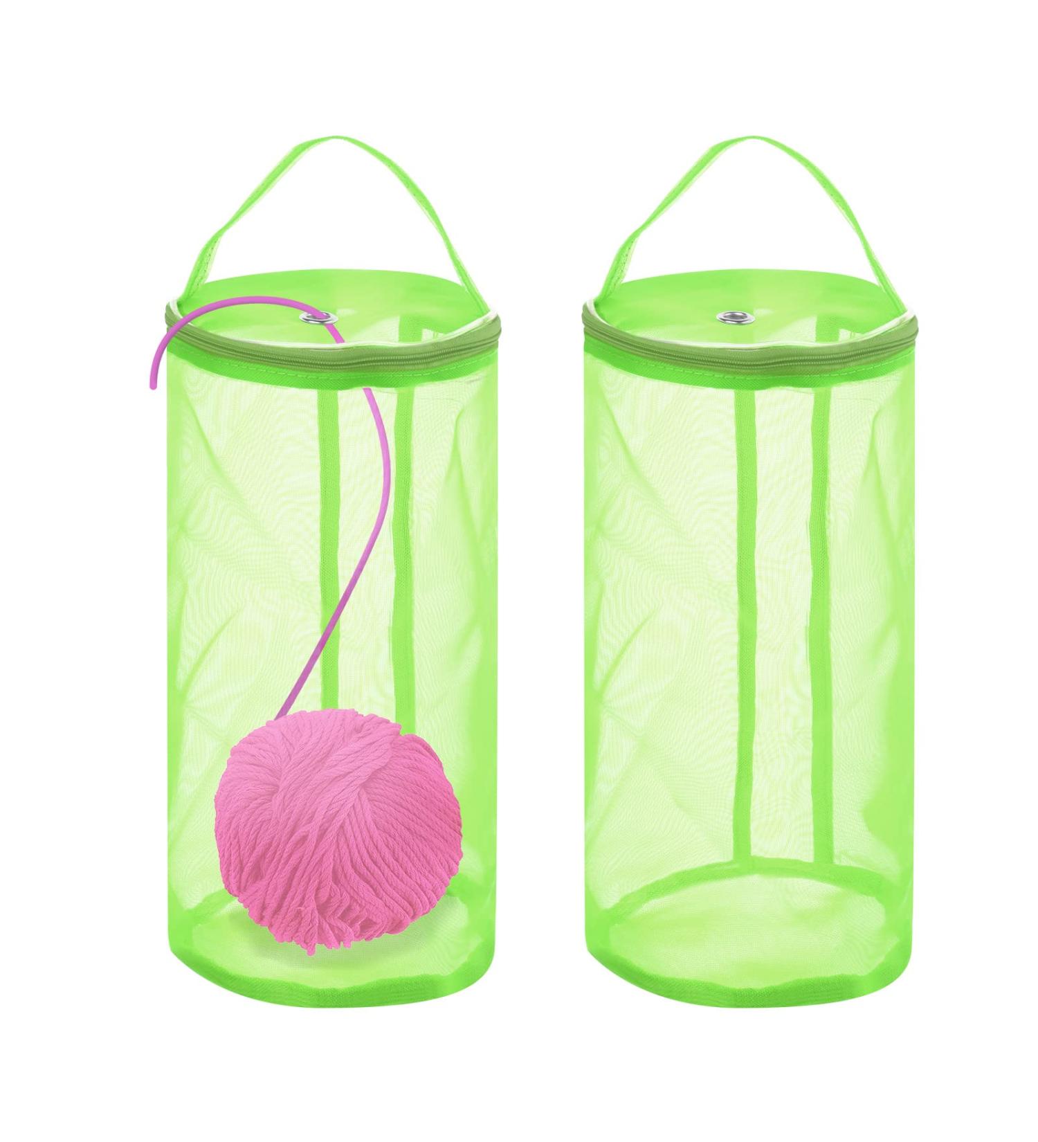 2-Piece Empty Yarn Storage Bags Set - Mini Mesh Holder & Organizer for Knitting, Crochet, and Sewing Accessories - Light Green Tote Bag - Buy Online on GoSupps.com