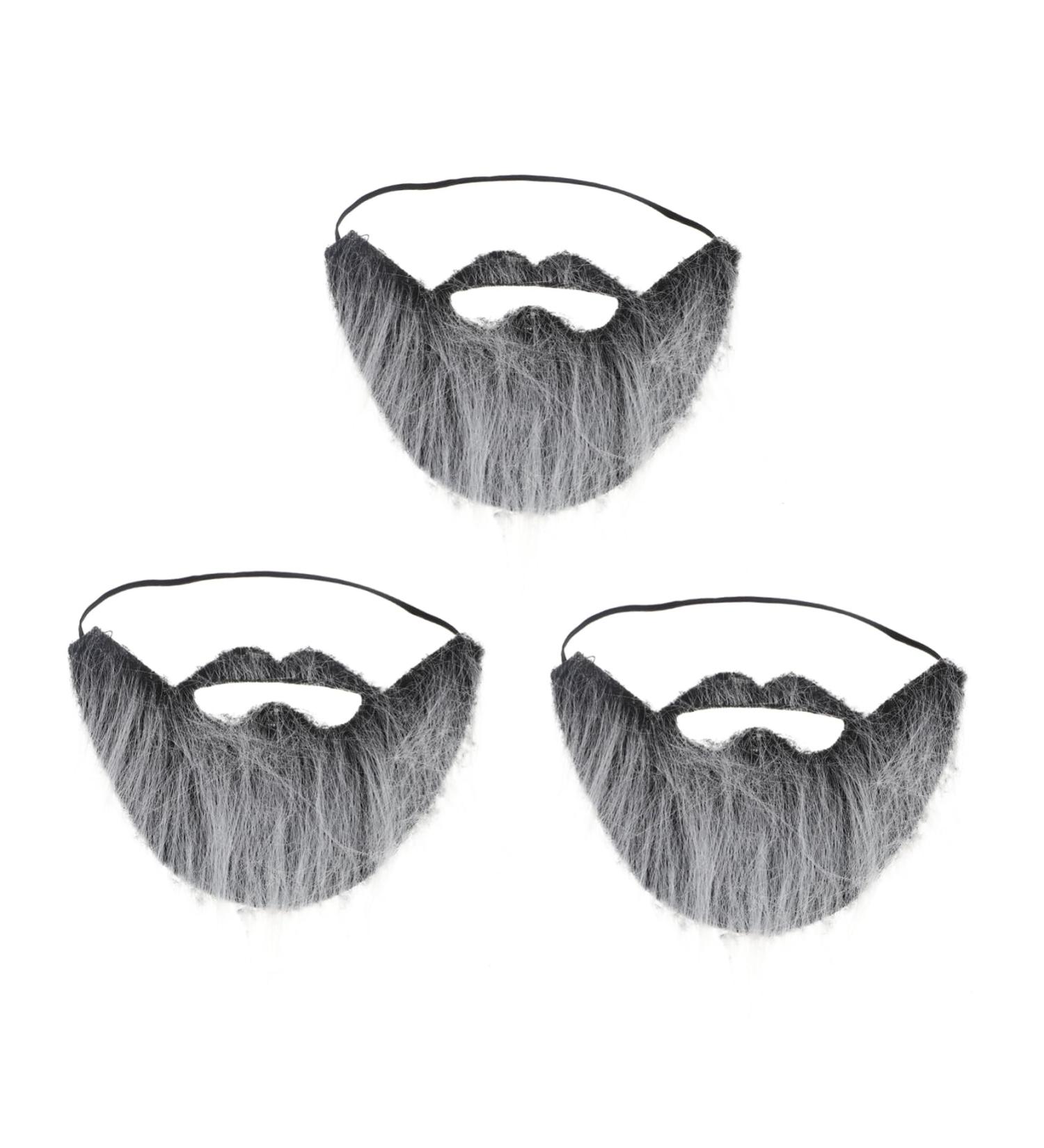 OFFSCH Fake Mustache Beards 3Pcs Beard Halloween Props Costume Facial Hair False Mustaches Fake Mustache Man Prom Handicrafts Grey 21X20X1CM - Buy Online on GoSupps.com