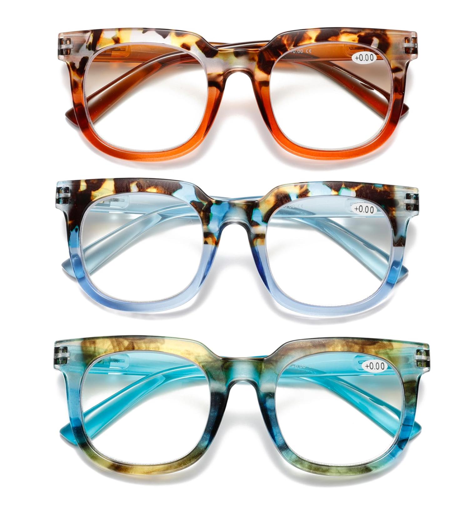 Viseng Women's Showbiz Square Blue Light Blocking Reading Glasses - Stylish 3 Pack (+2.0 Diopters) for Ultimate Eye Protection - Buy Online on GoSupps.com