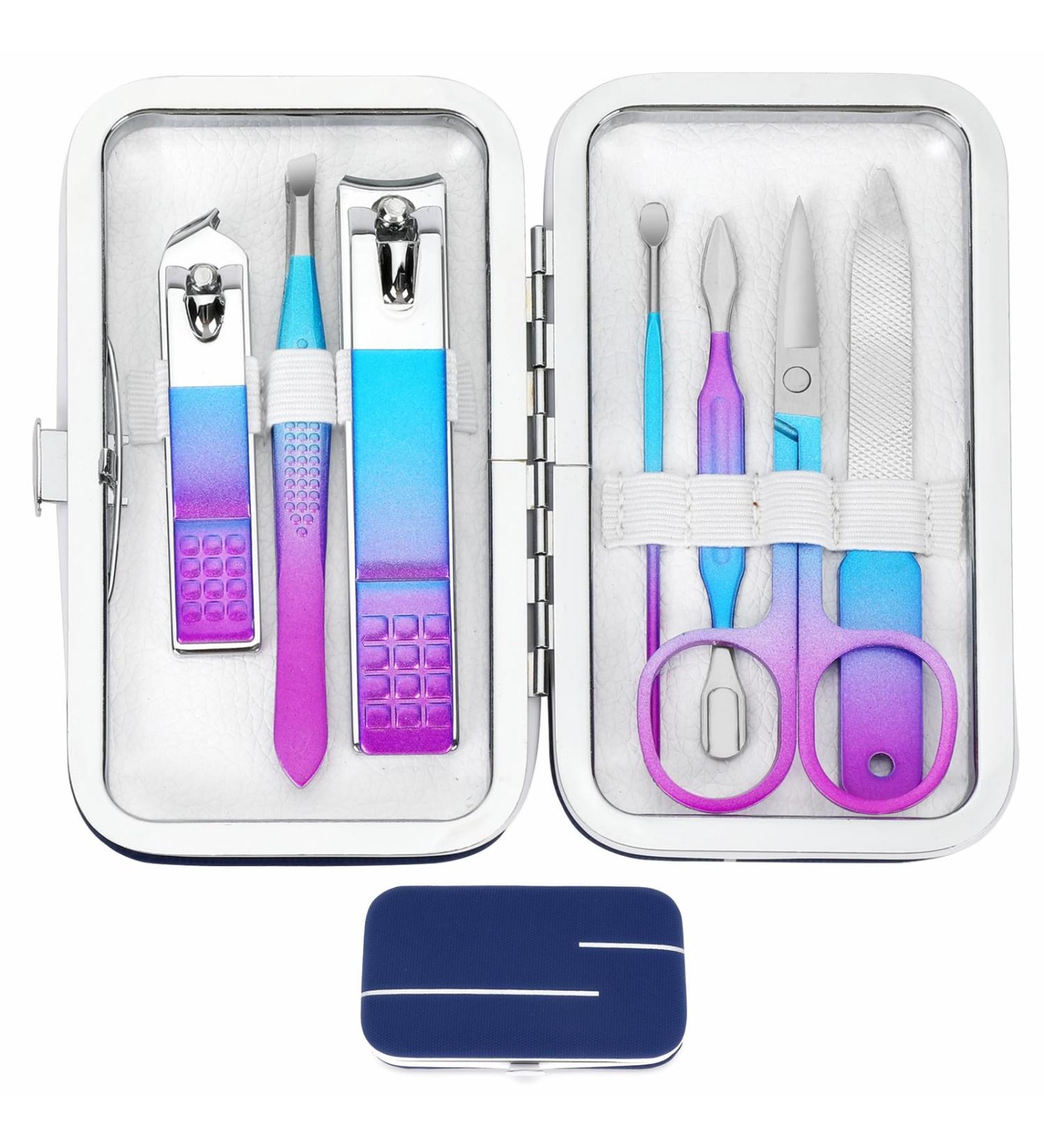 Premium Manicure Set for Men & Women - Travel Nail Grooming Kit with Rainbow Case - Perfect Gift for Family & Friends - Buy Online on GoSupps.com