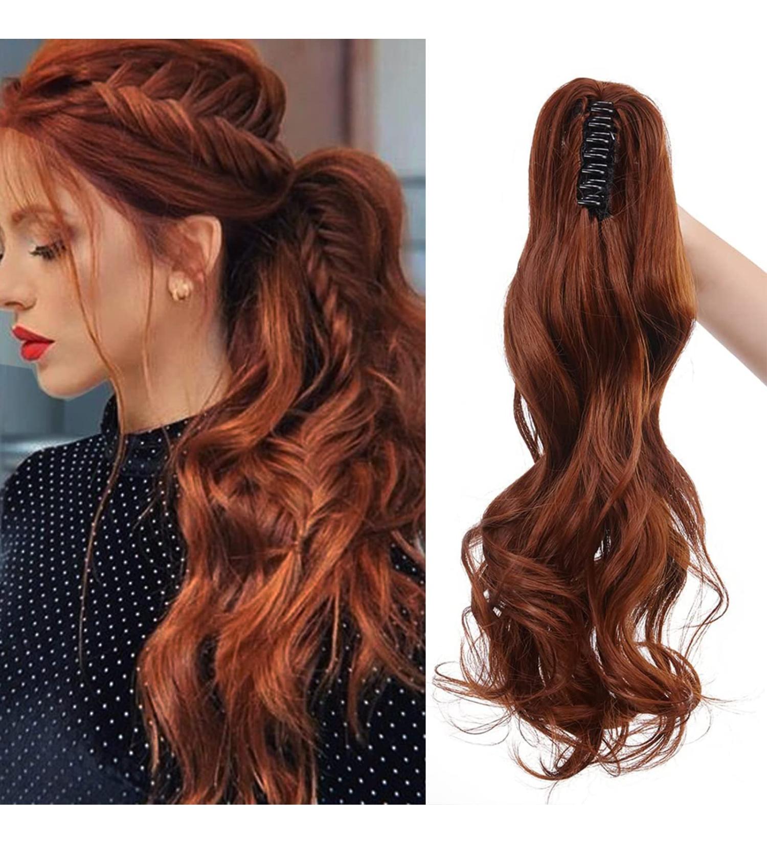 Shop Sego 45cm Wavy Chestnut Rum Ponytail Hair Extension | Clip-In Synthetic Braid | Voluminous 140g Butterfly Clipping - Buy Online on GoSupps.com